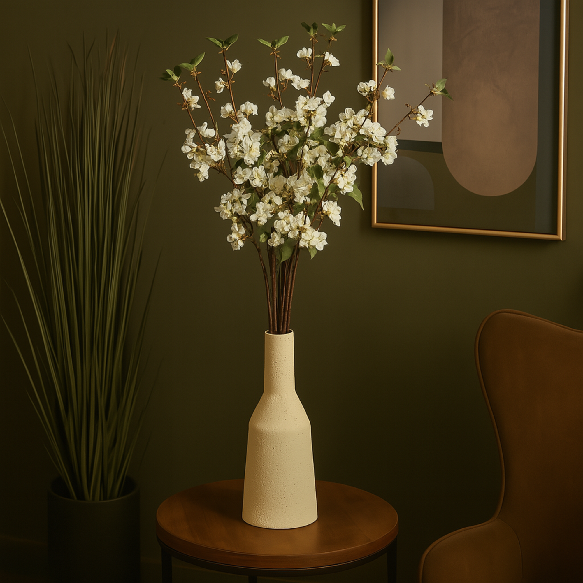 Set of 8 Begonia White Faux Foliage Tall Indoor Outdoor Artificial Flower Stem