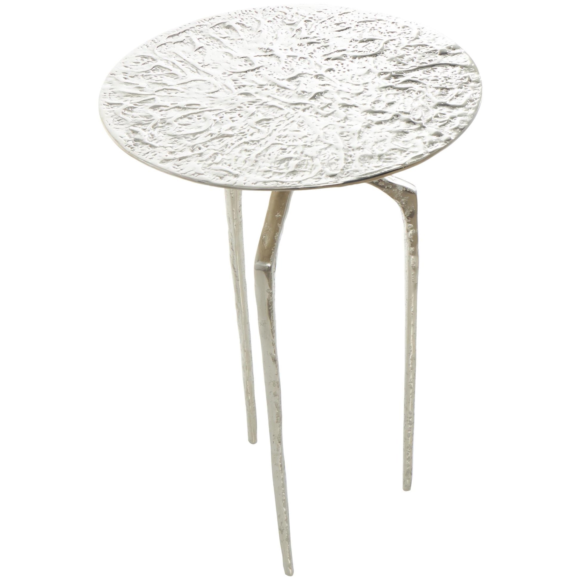 Geometric Aluminum Metal Slim Textured Side End Accent Table