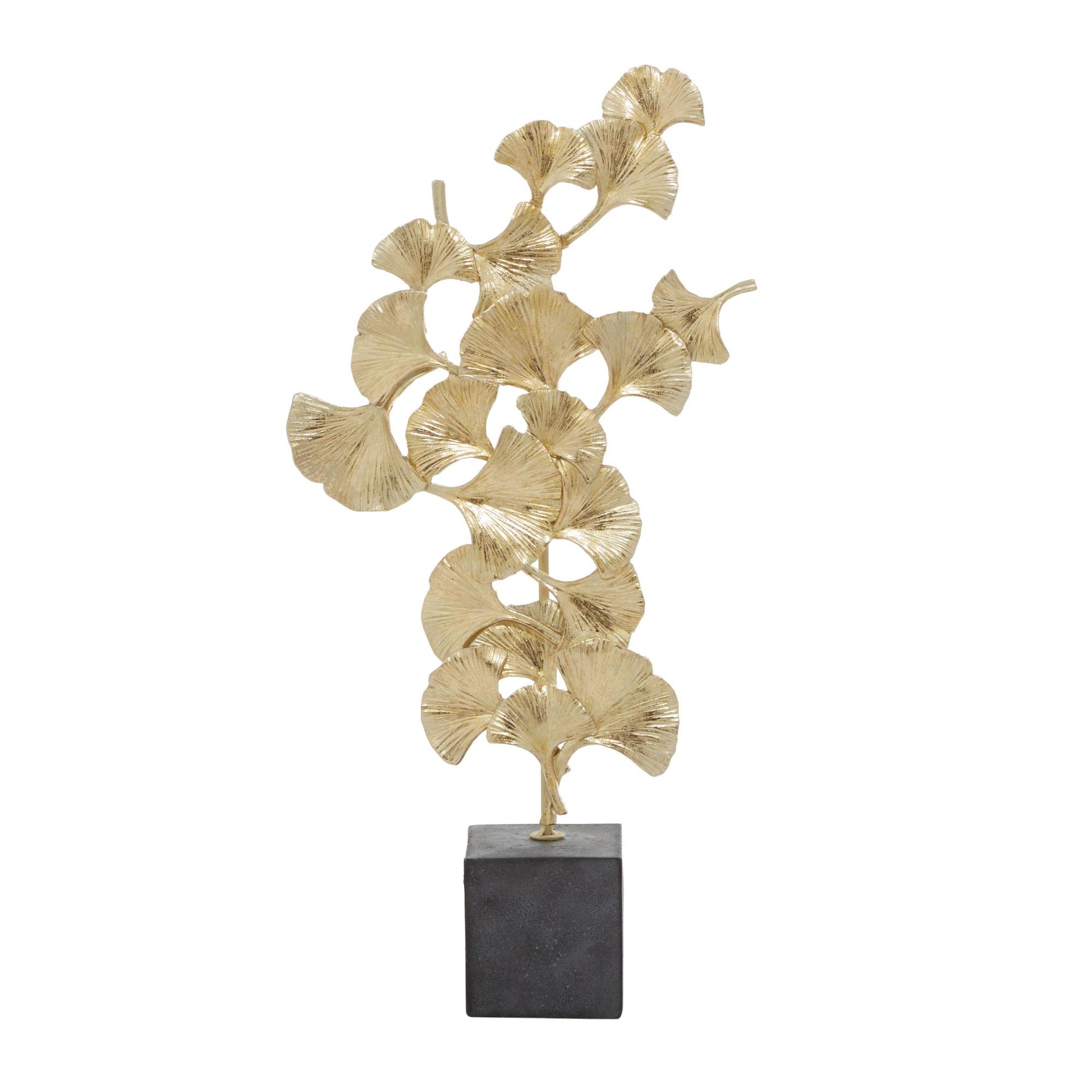 Floral Polystone Handmade Decorative Sculpture with Black Block Base
