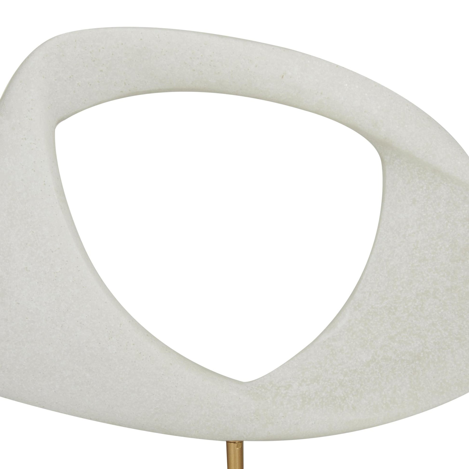 Abstract White Polystone Cut-Out Decorative Sculpture with Marble Stand