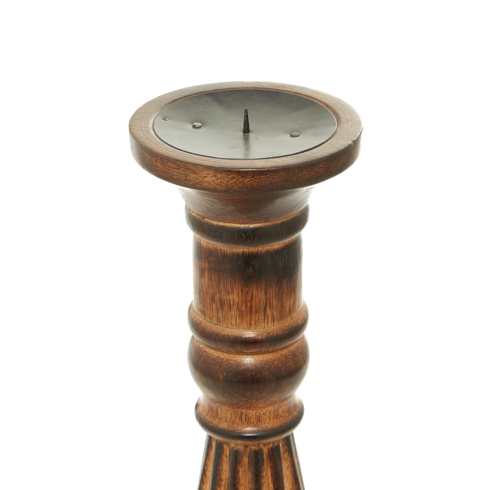 Set of 3 Brown Mango Wood Tall Turned Decorative Candle Holder
