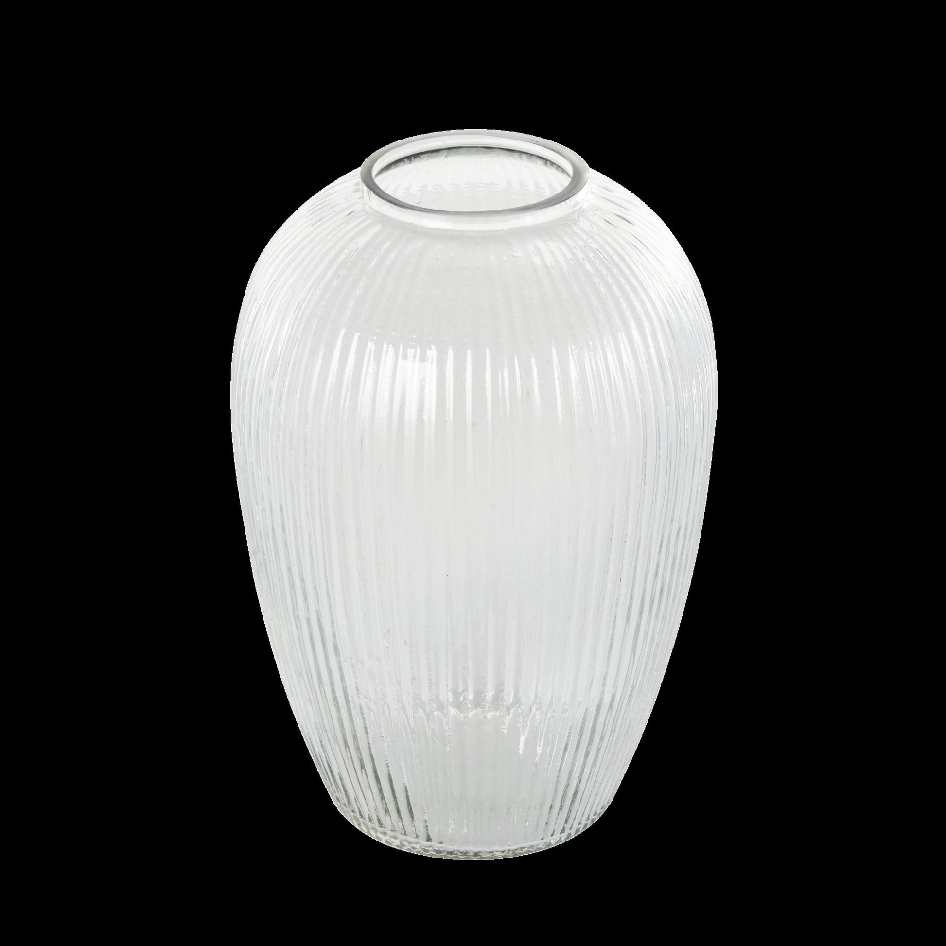 Glass Ribbed Fluted Decorative Vase 6" x 6" x 9"