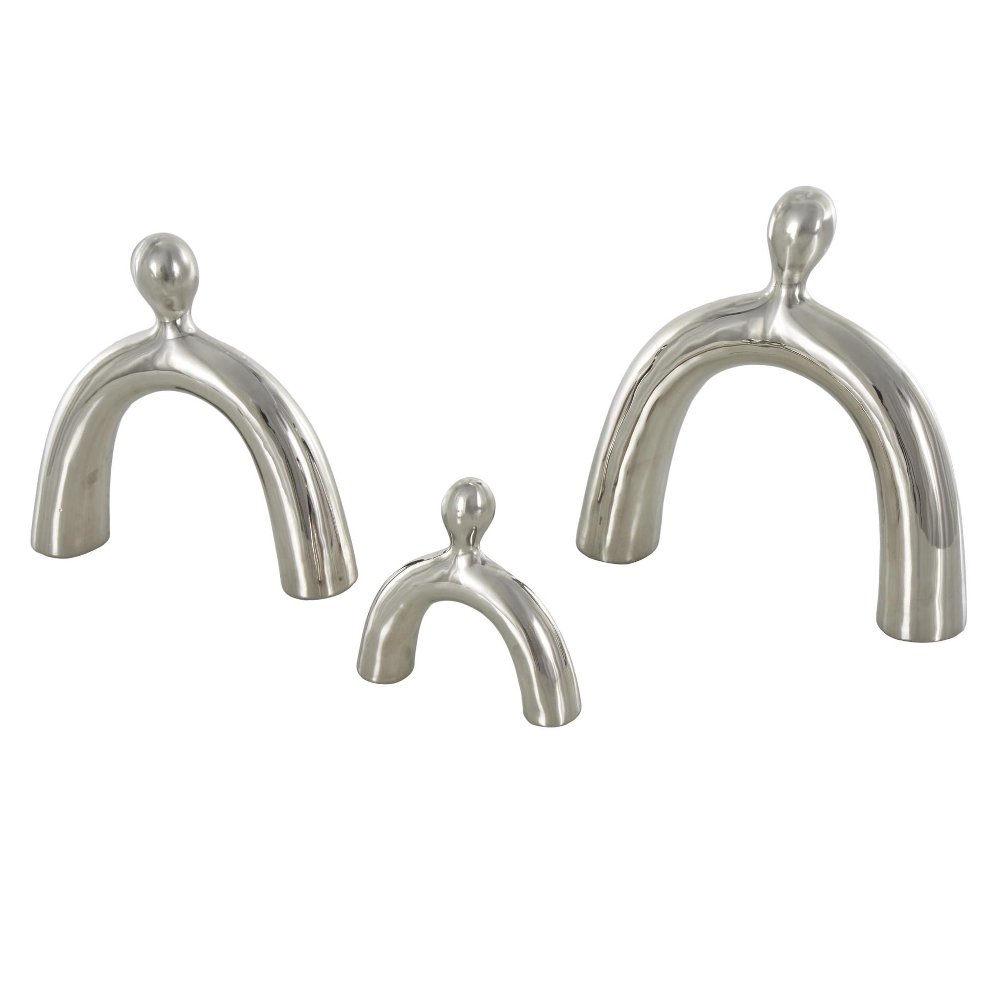 Set of 3 Family Ceramic Abstract Arched Decorative Sculpture