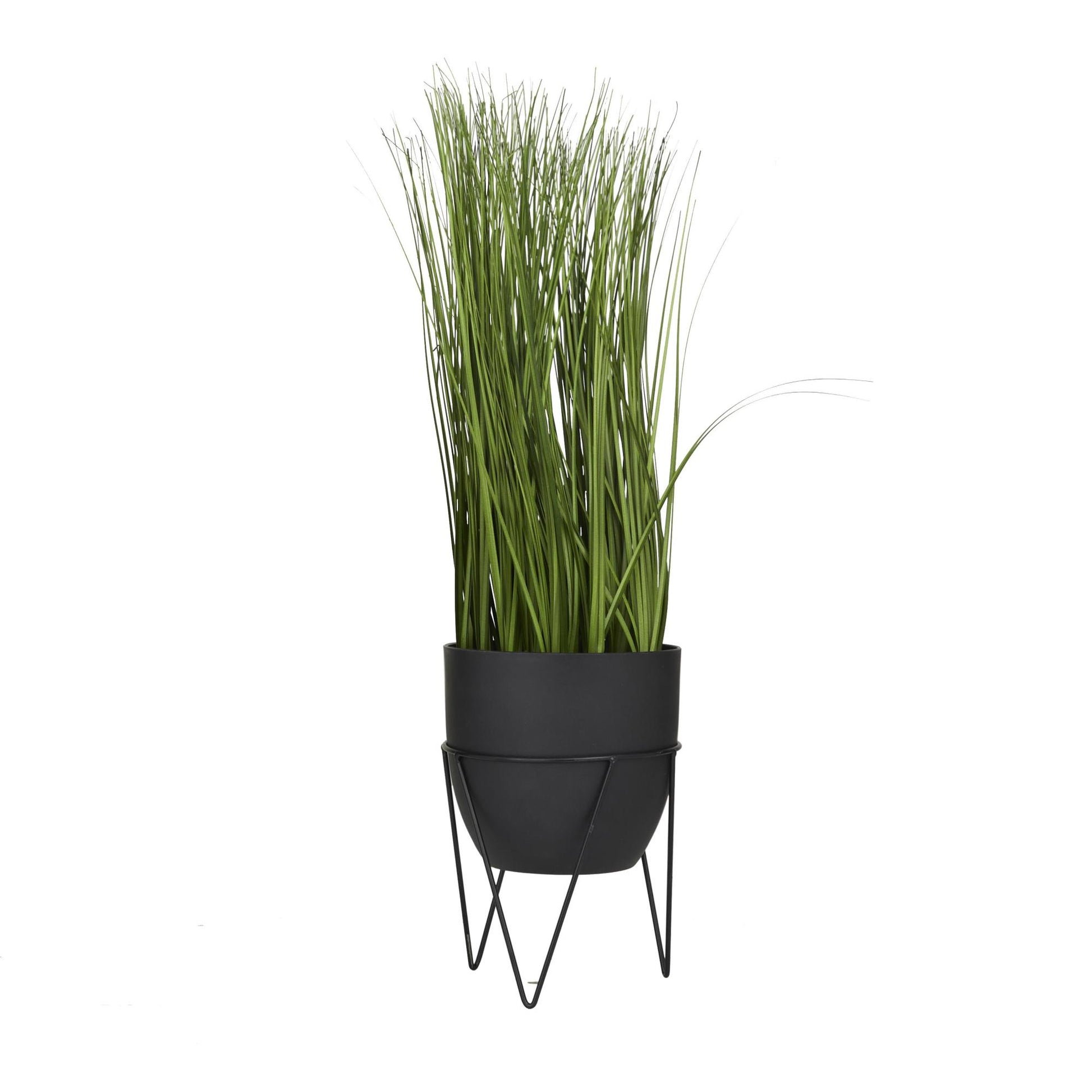Wheatgrass Faux Foliage Indoor Outdoor Artificial Plant with Realistic Leaves and Metal Stand and Round Pot