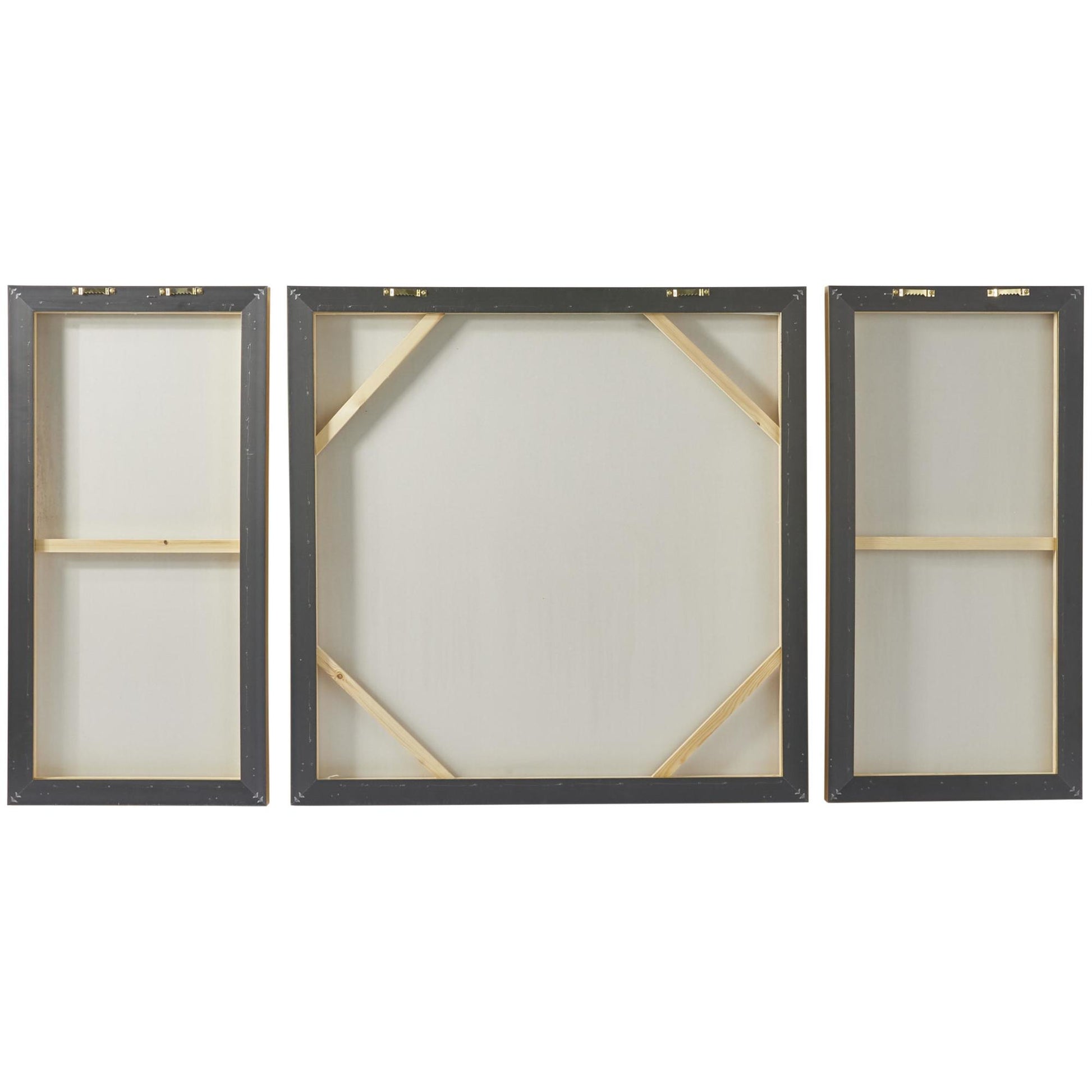Set of 3 Geode Gold Canvas Ombre Living Room Framed Wall Art with Gold Frame