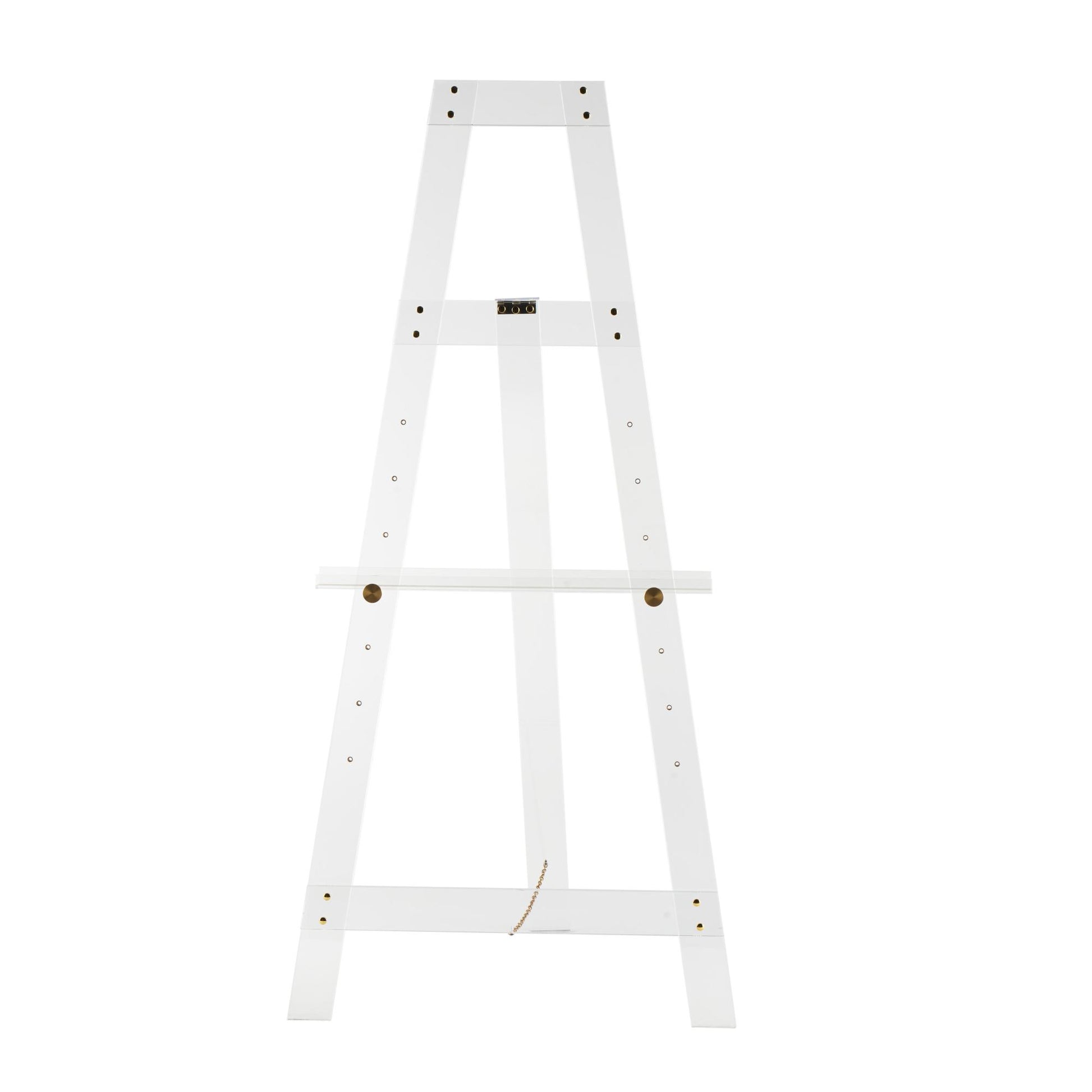 Acrylic Plastic Adjustable 7 Tier Display Easel with Gold Metal Hardware and Chain Support 24" x 17" x 57"