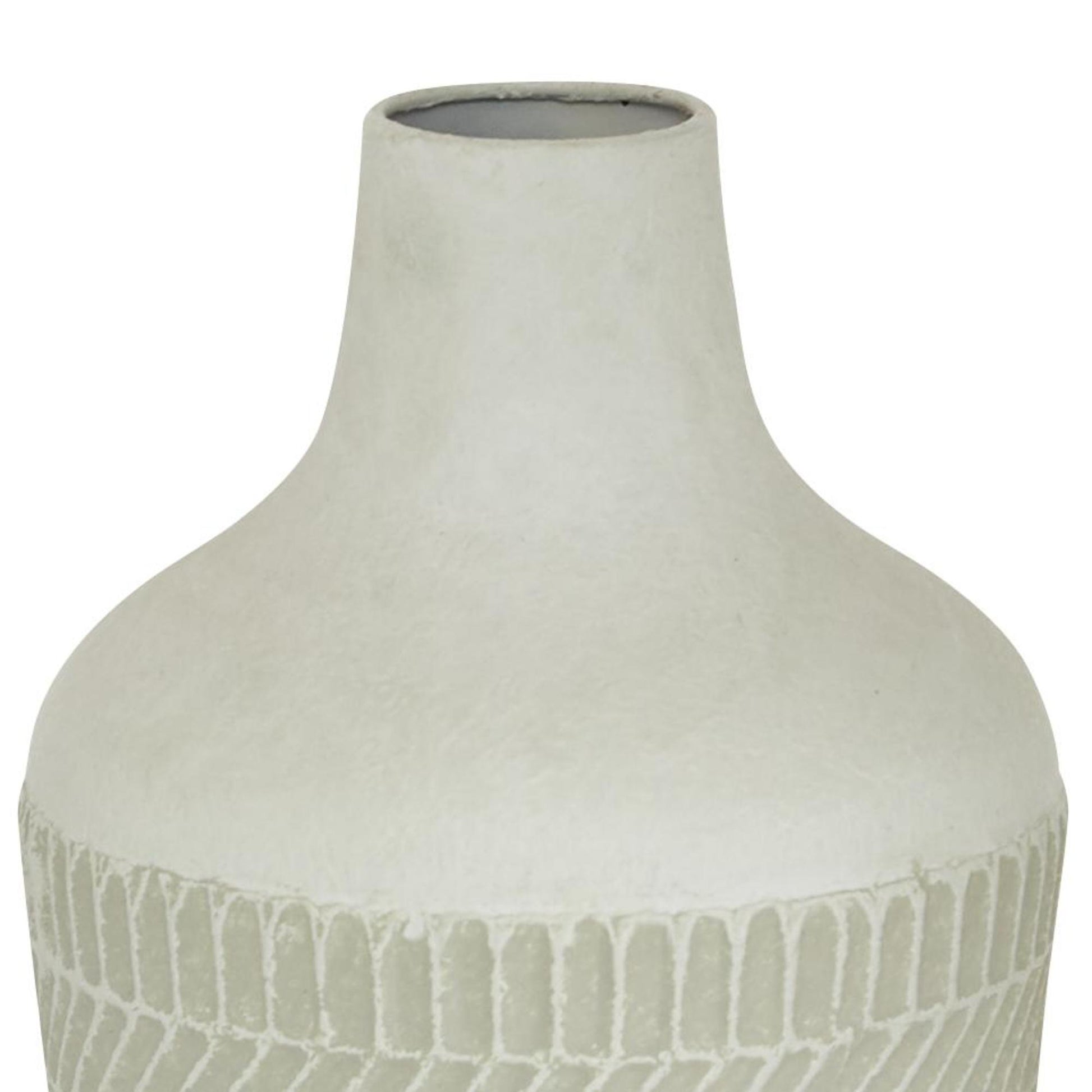 White Metal Textured Decorative Vase