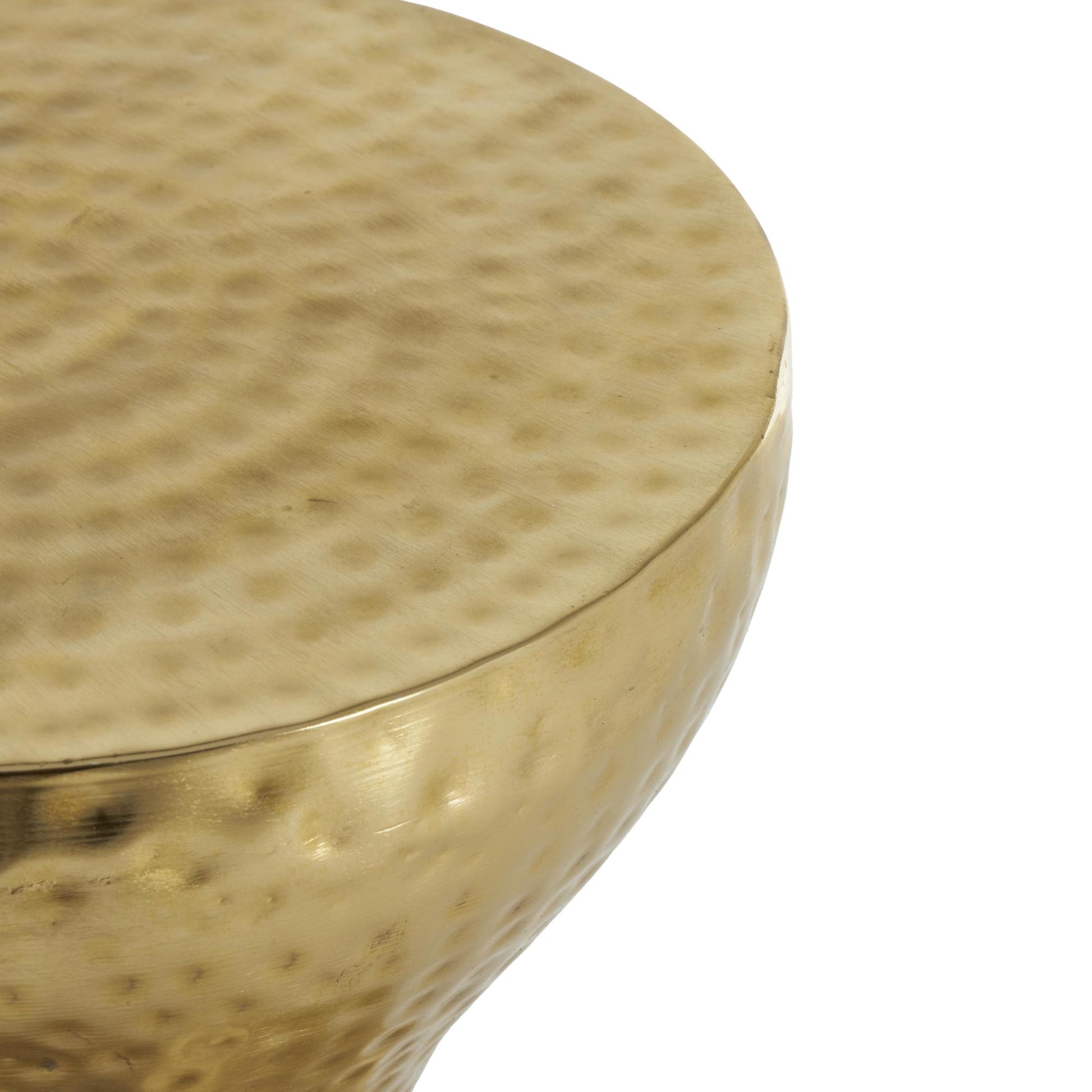 Metal Hammered Side End Accent Table with Hourglass Shape