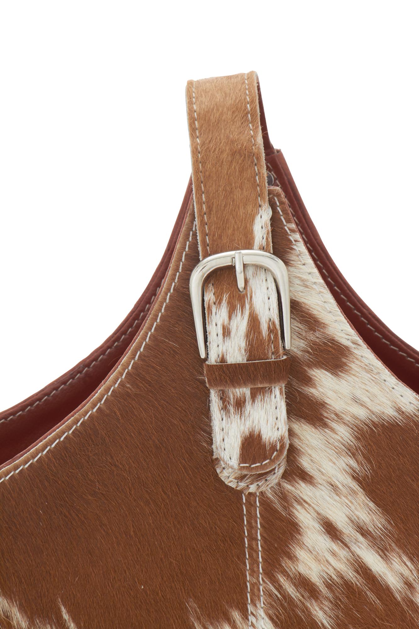 Leather Handmade Box Style Decorative Magazine Holder with Detail Stitching and Curved Buckle Handle