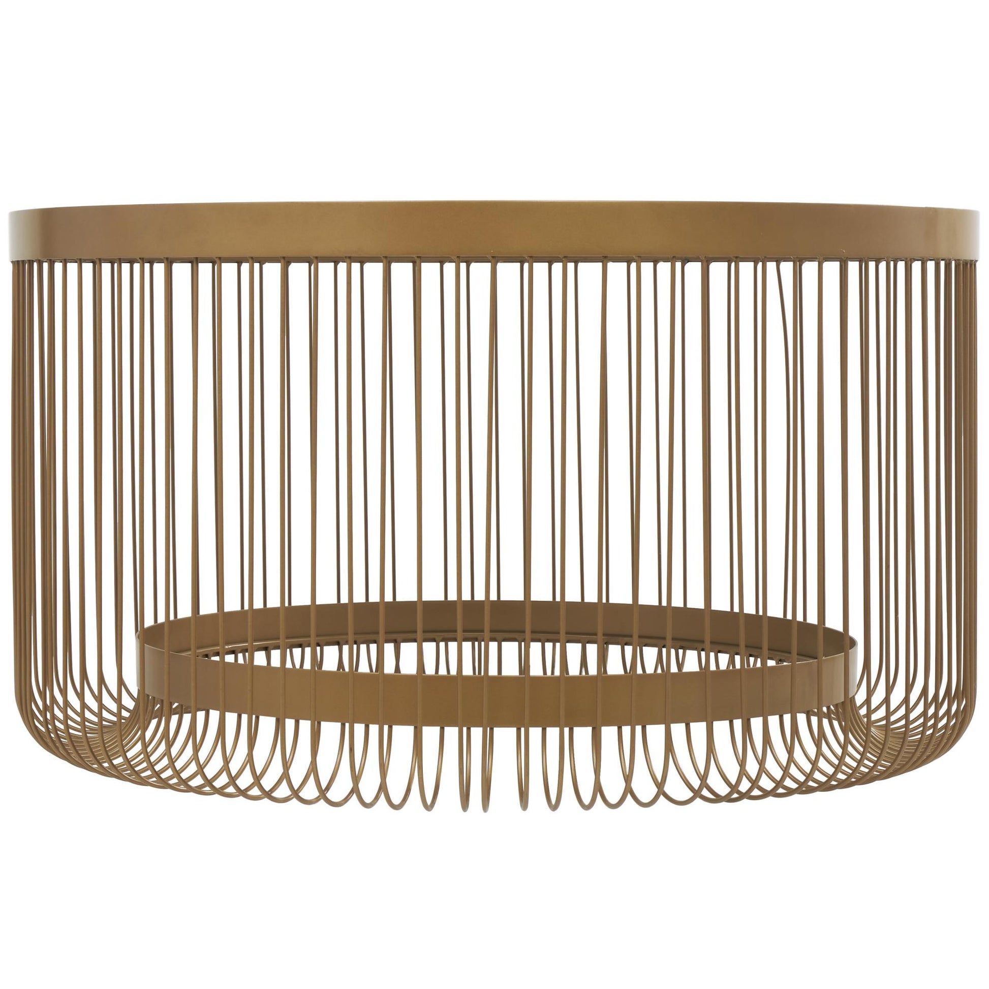 Gold Metal Living Room Coffee Table with Clear Glass Top