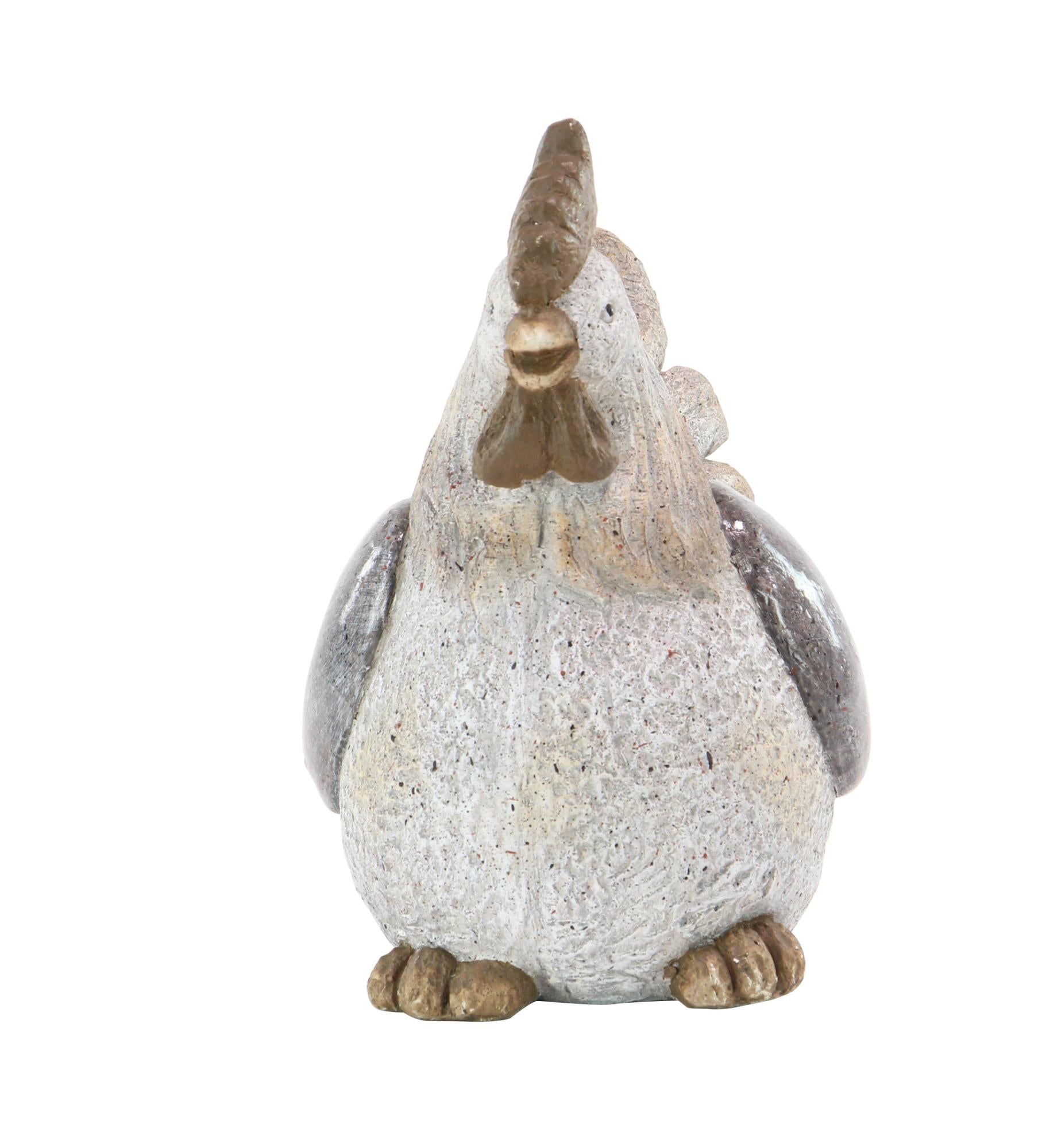 Chicken Gray Polystone Indoor Outdoor Decorative Garden Sculpture