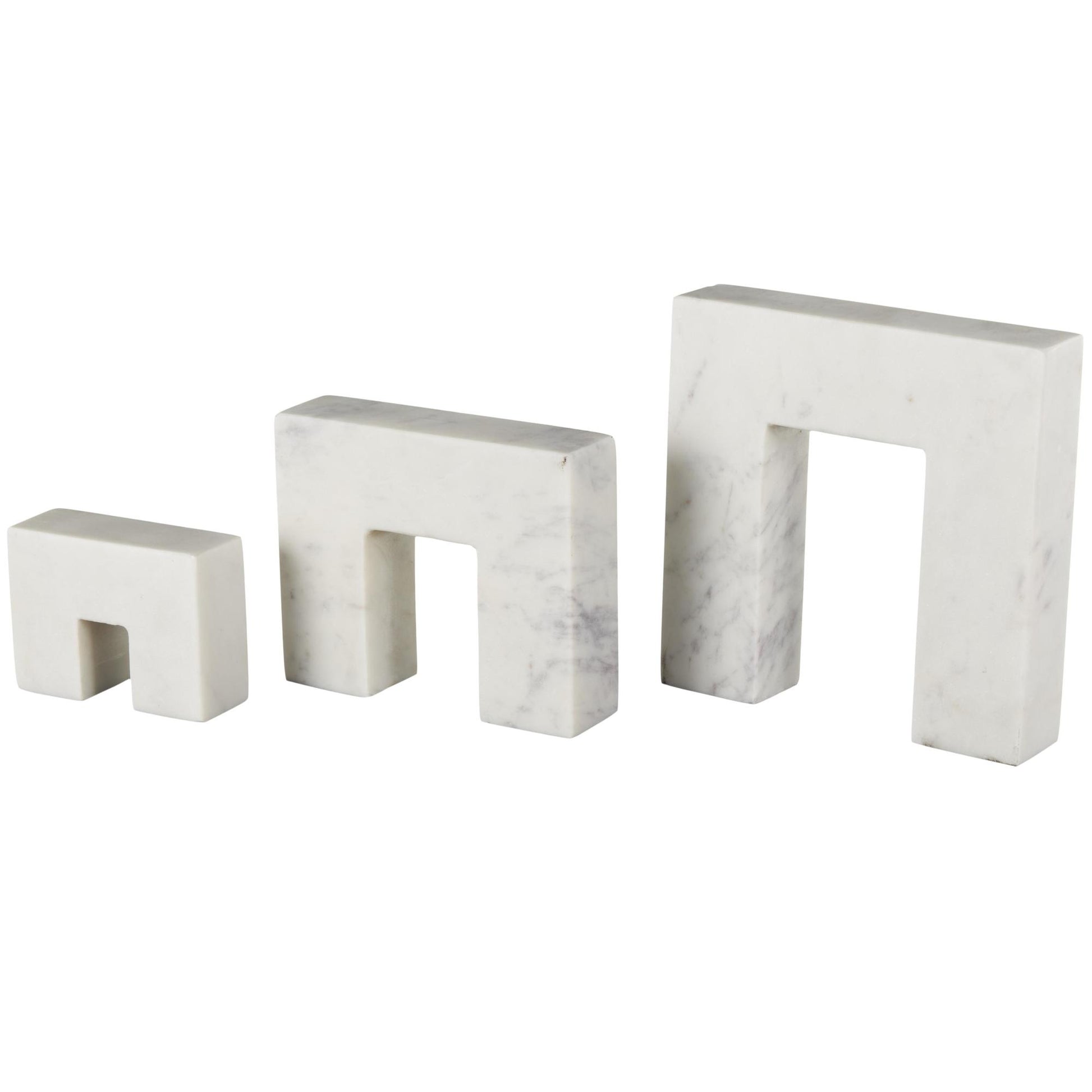 Set of 3 Abstract Marble Square Arch Decorative Sculpture with Varying Sizes Set of 3 7",5",3"H
