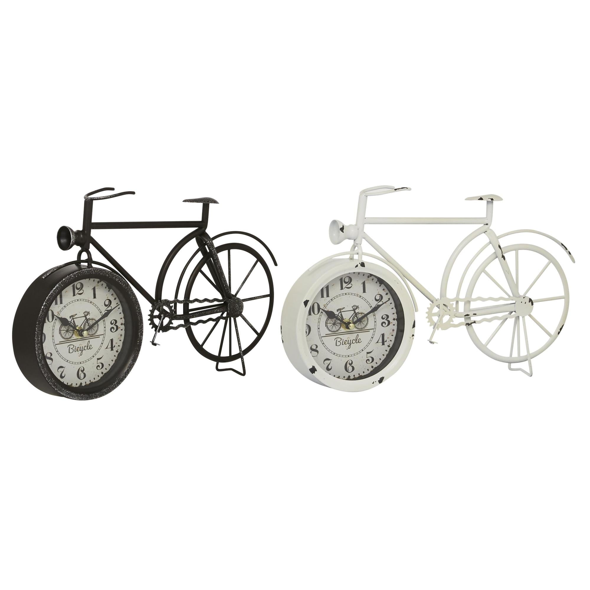 Set of 2 Bike Black Metal Decorative Clock