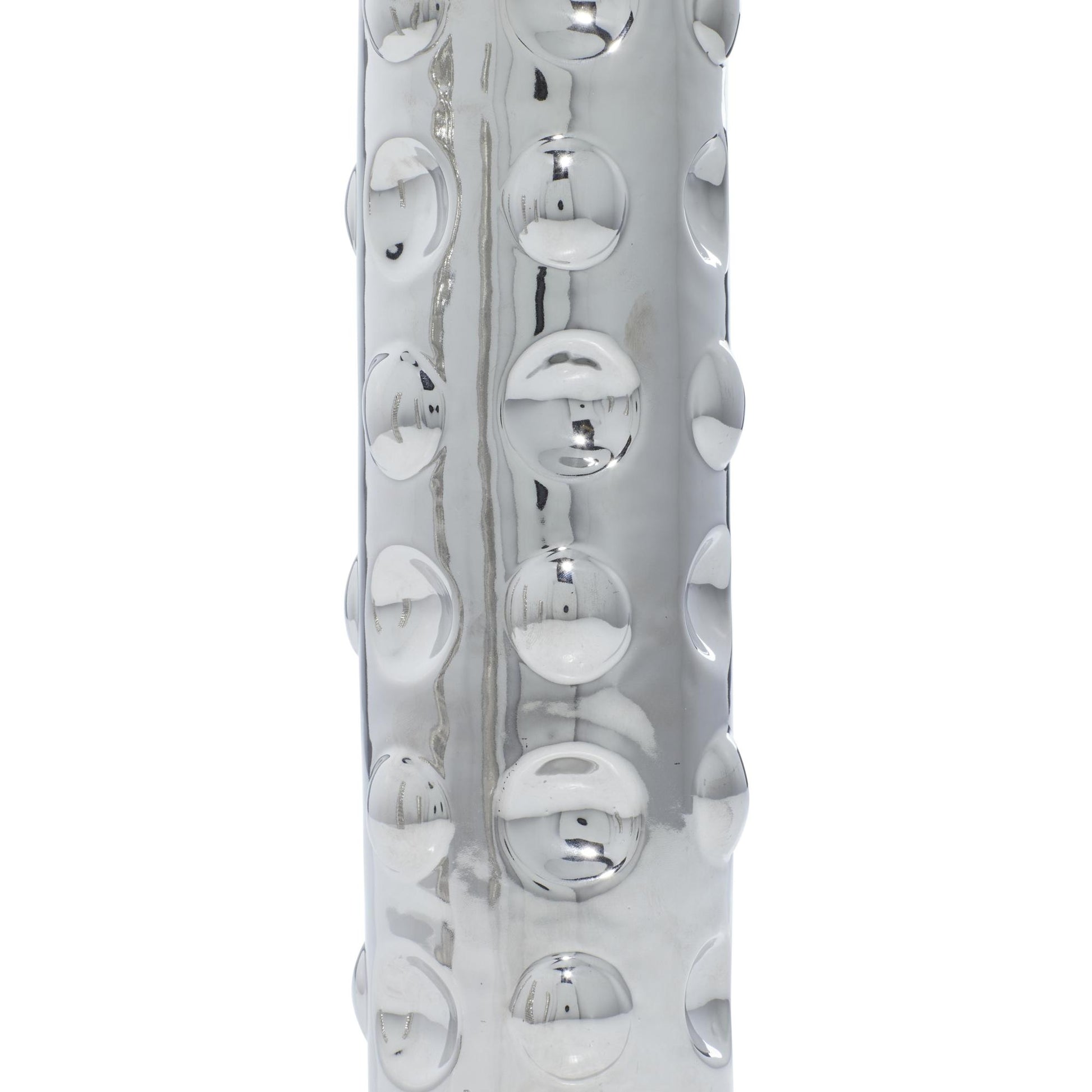 Set of 3 Geometric Silver Ceramic Decorative Vase with Varying Patterns