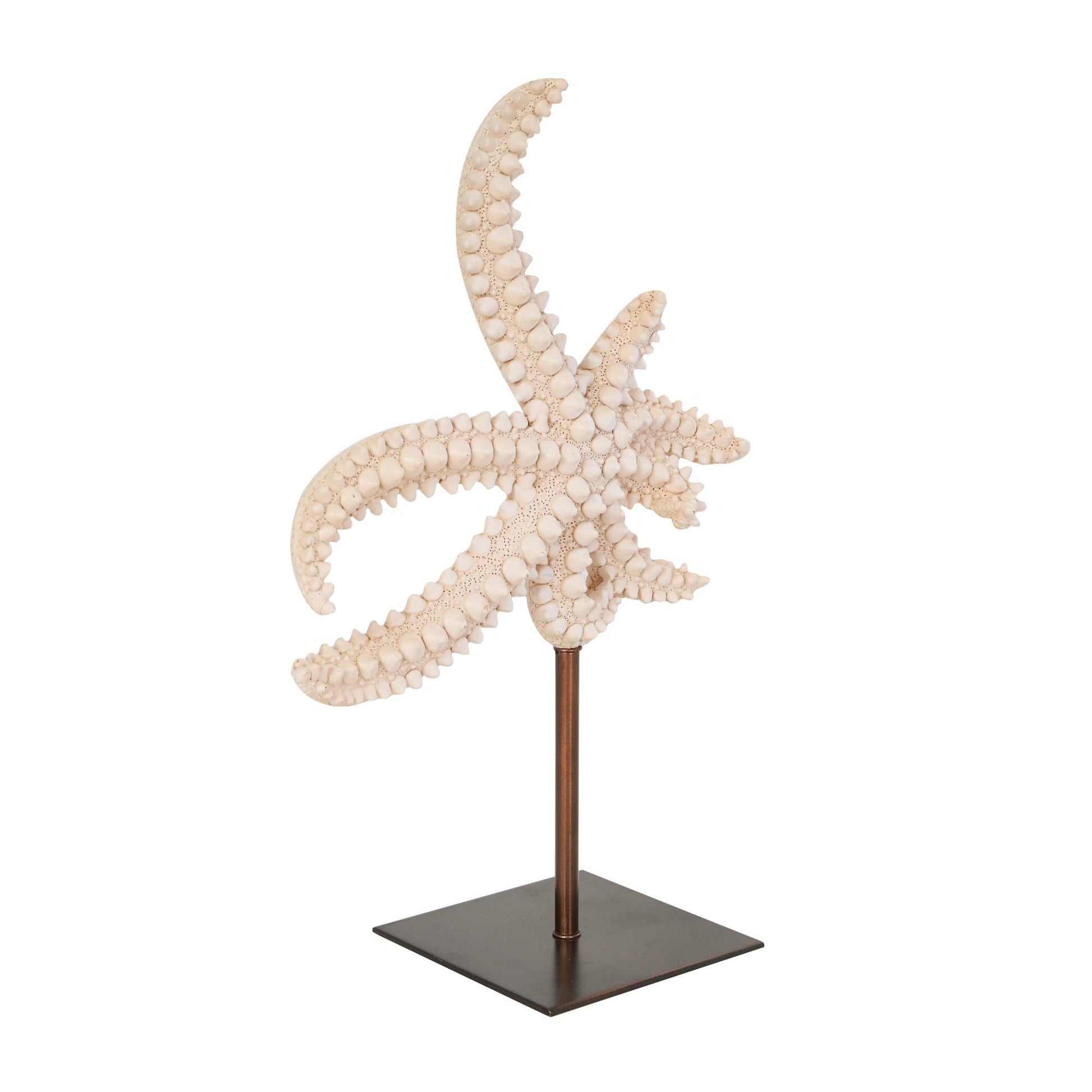 Starfish Pink Polystone Textured Decorative Sculpture with Copper Stand