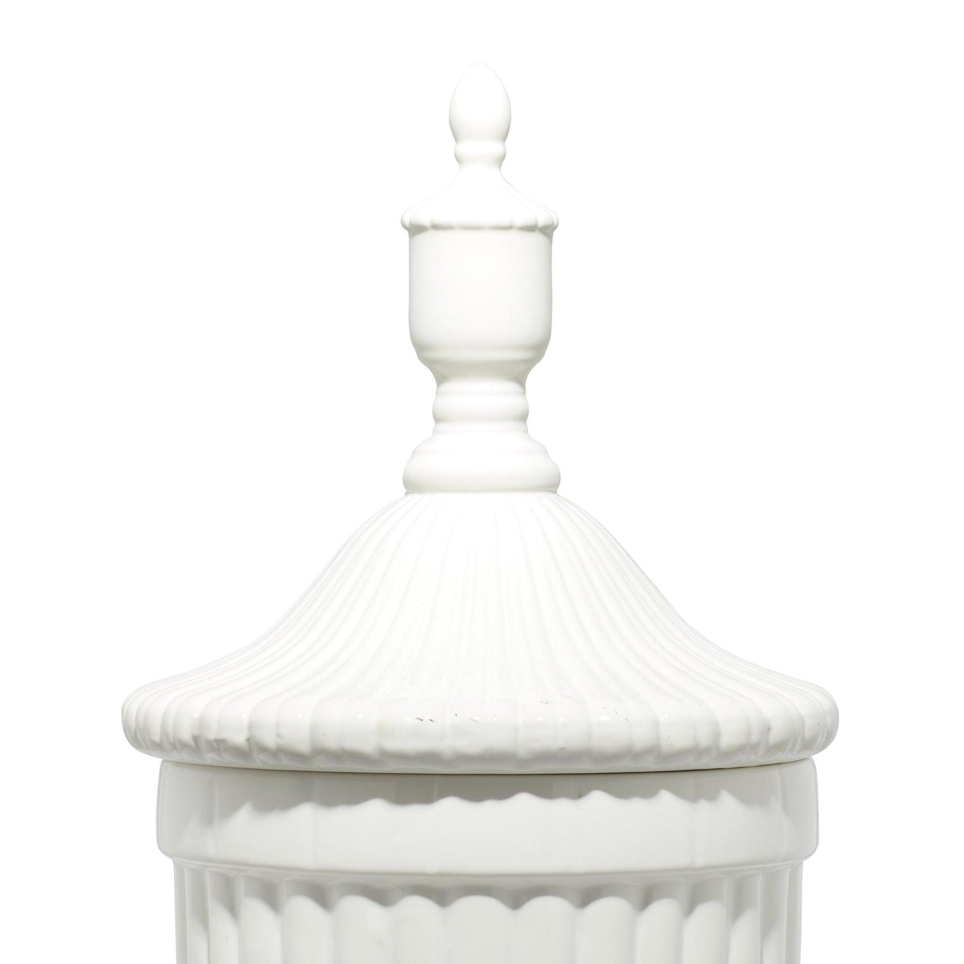 Ceramic Tall Fluted Urn Living Room Decorative Jars with Grooves and Lid