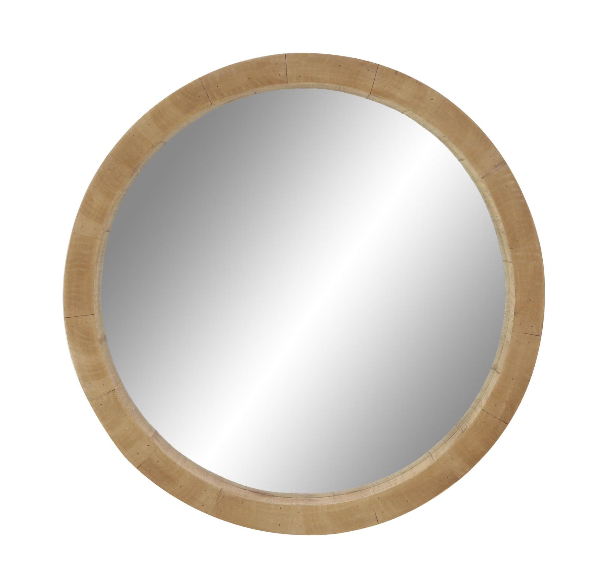 Brown Wood Room Wall Mirror with Natural Wood Grains