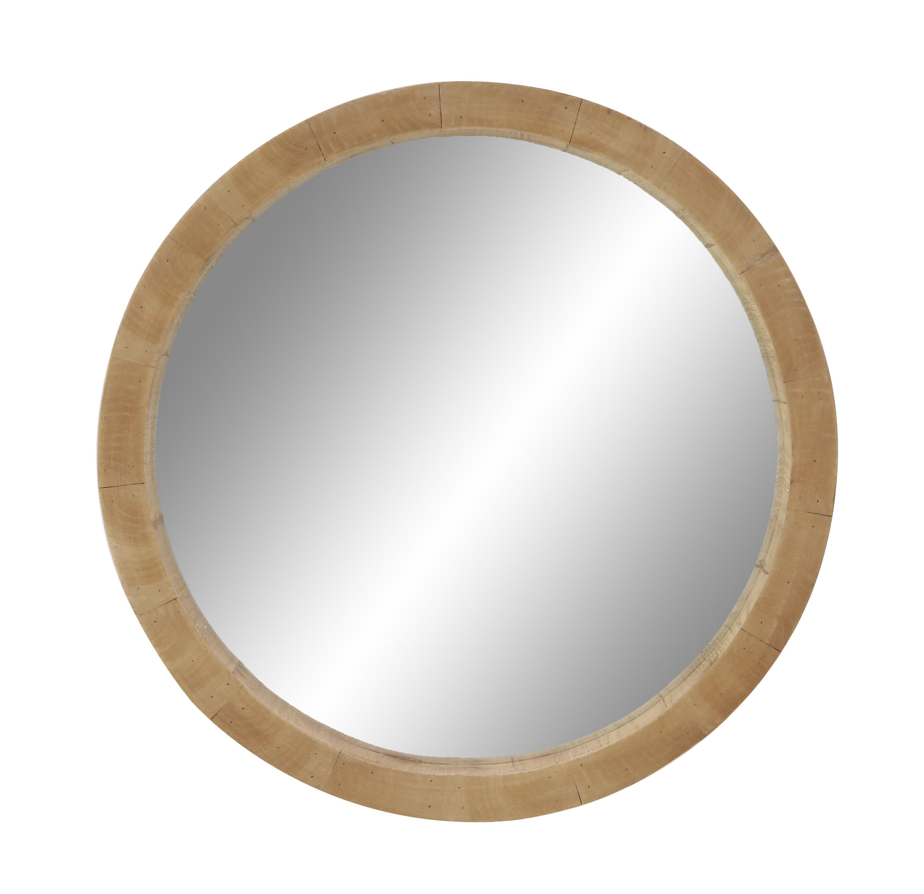 Brown Wood Room Wall Mirror with Natural Wood Grains