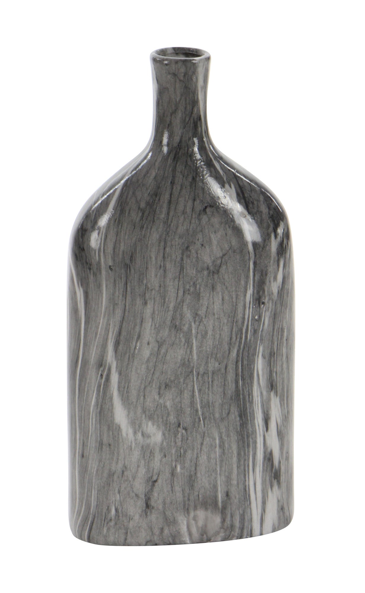 Set of 3 Gray Ceramic Faux Marble Decorative Vase