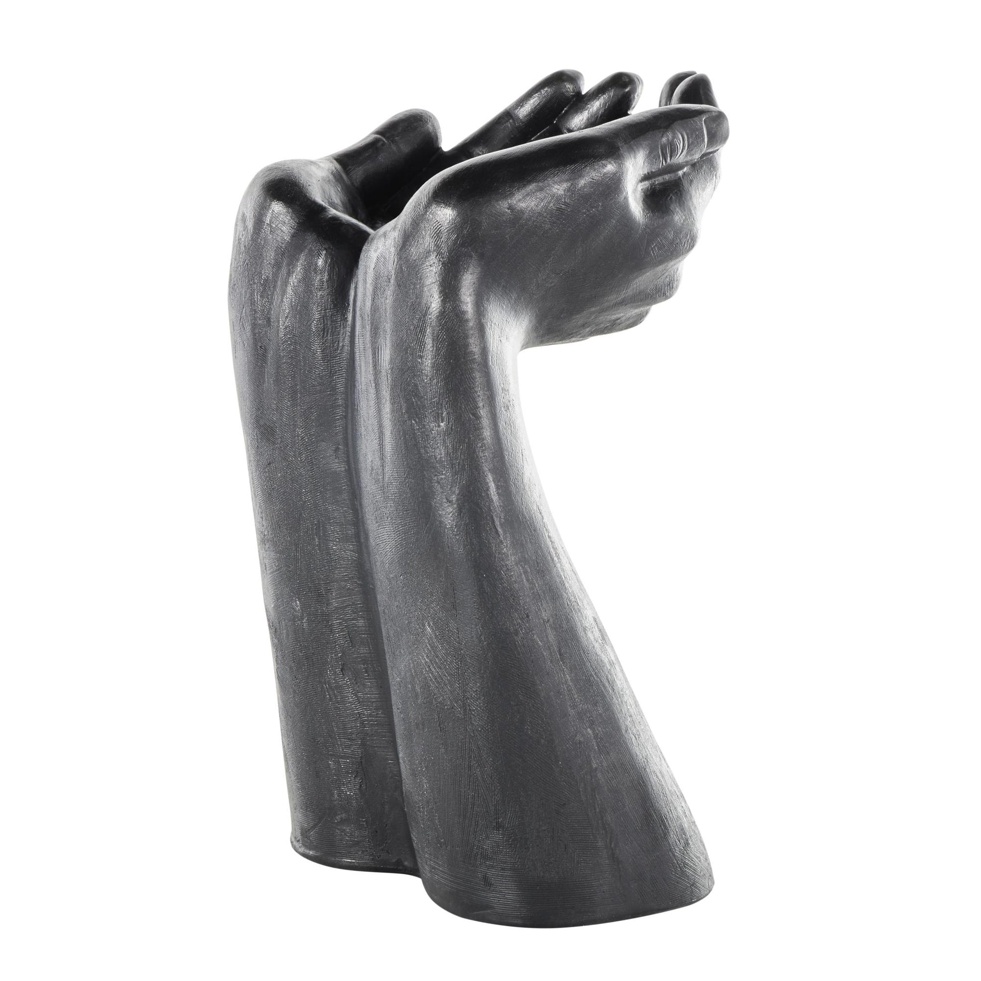Hands Black Polystone Open Decorative Sculpture