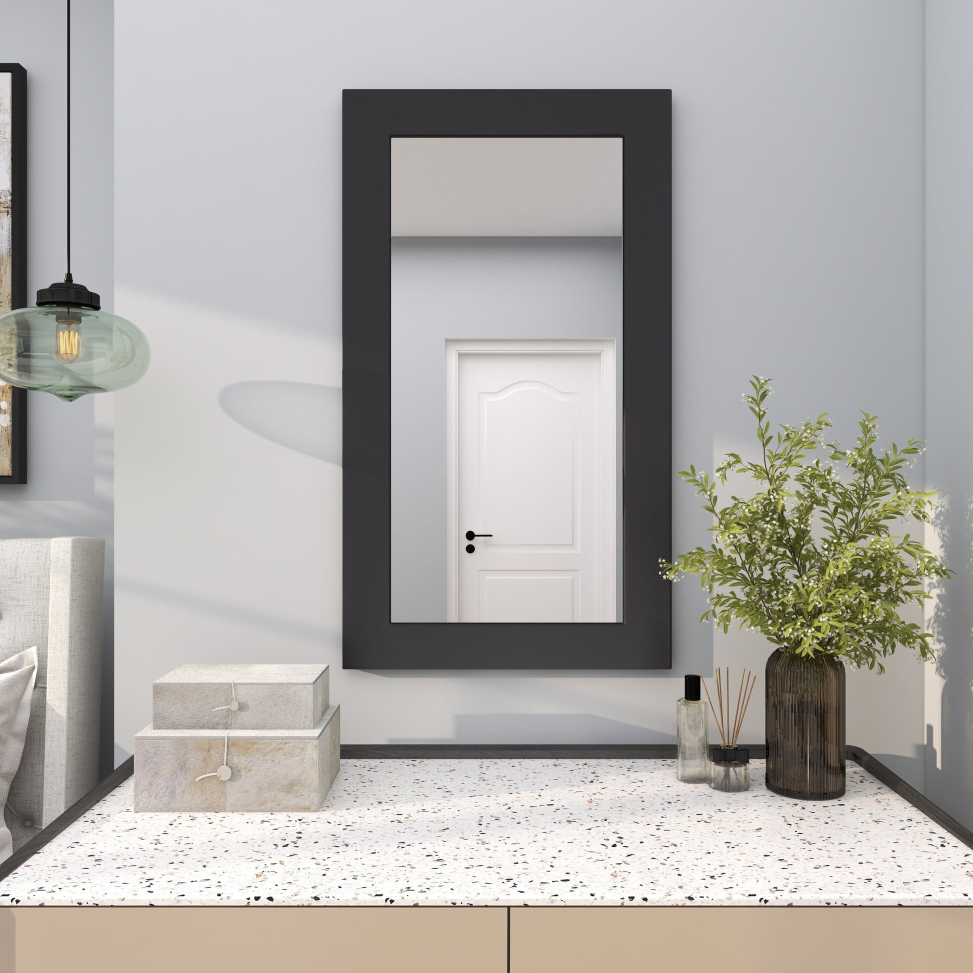 Wooden Minimalistic Room Wall Mirror 24" x 1" x 42"
