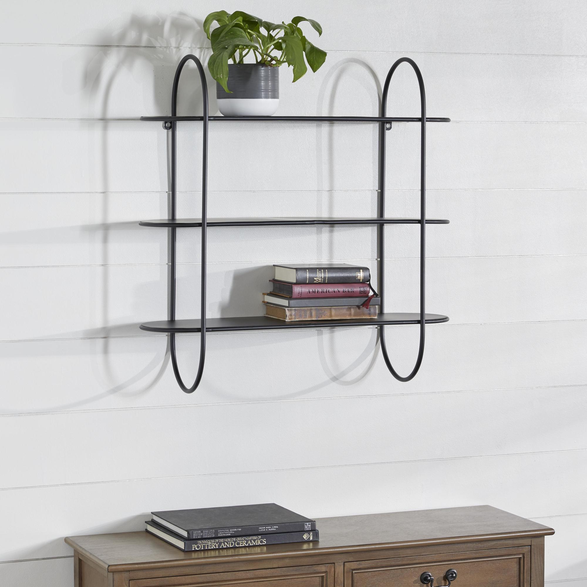 Metal Oval 3 Shelf Room Wall Shelf 28" x 8" x 28"
