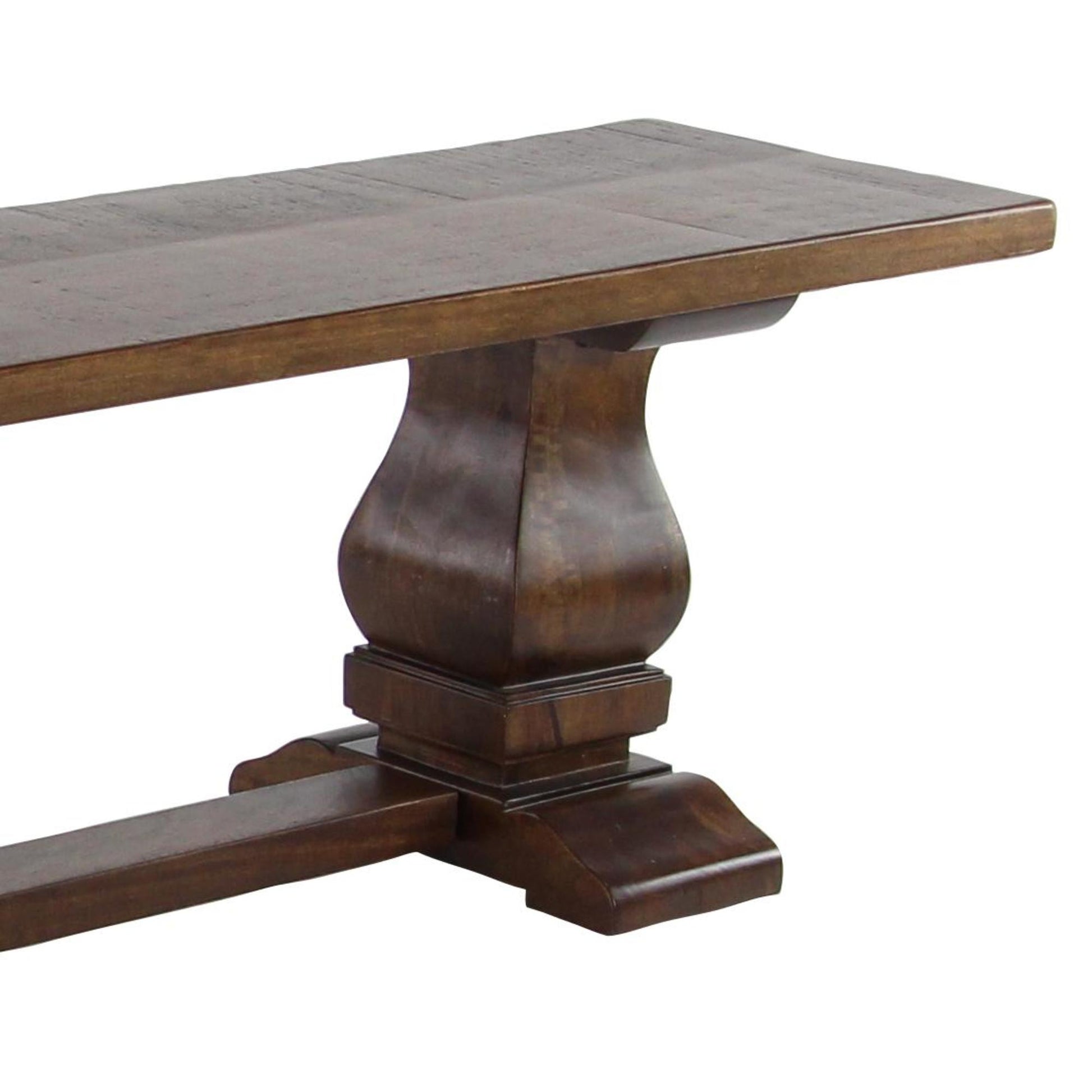 Brown Mango Wood Turned Home Bench with Parquet Inlay