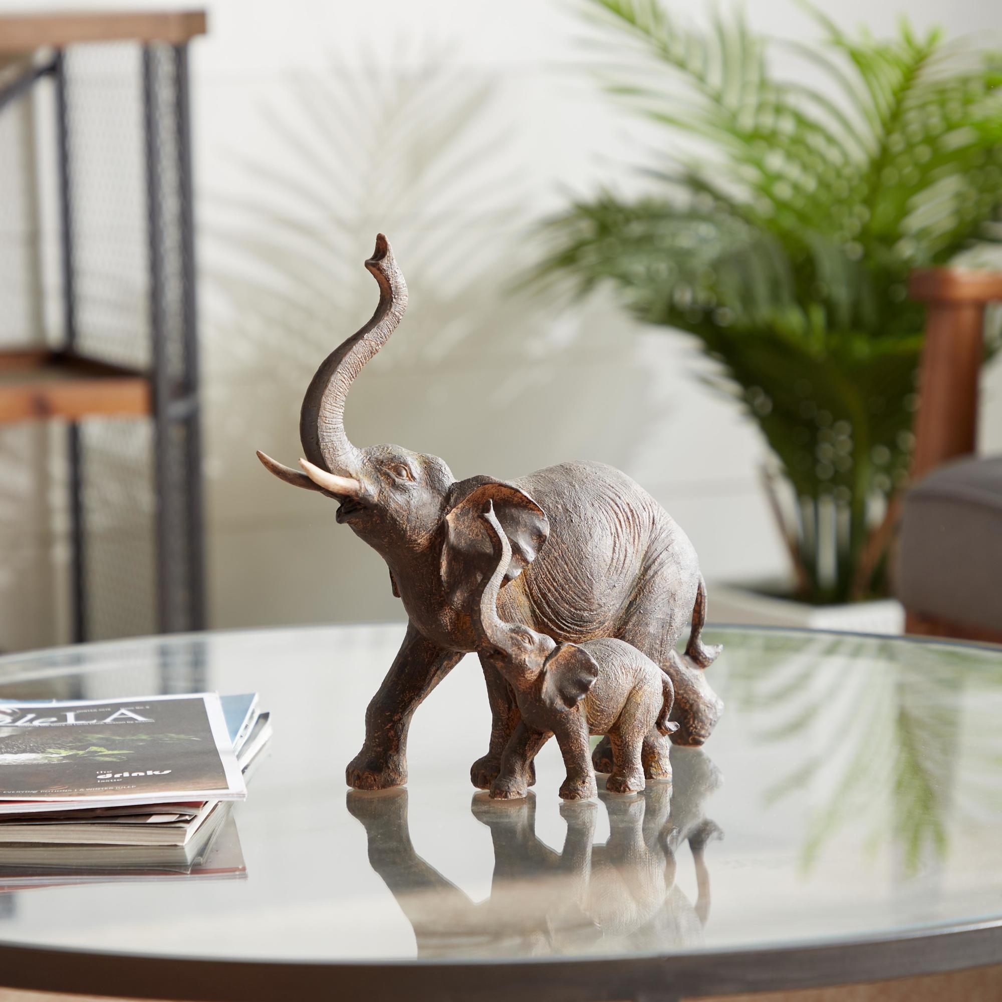 Elephant Brown Polystone Decorative Sculpture