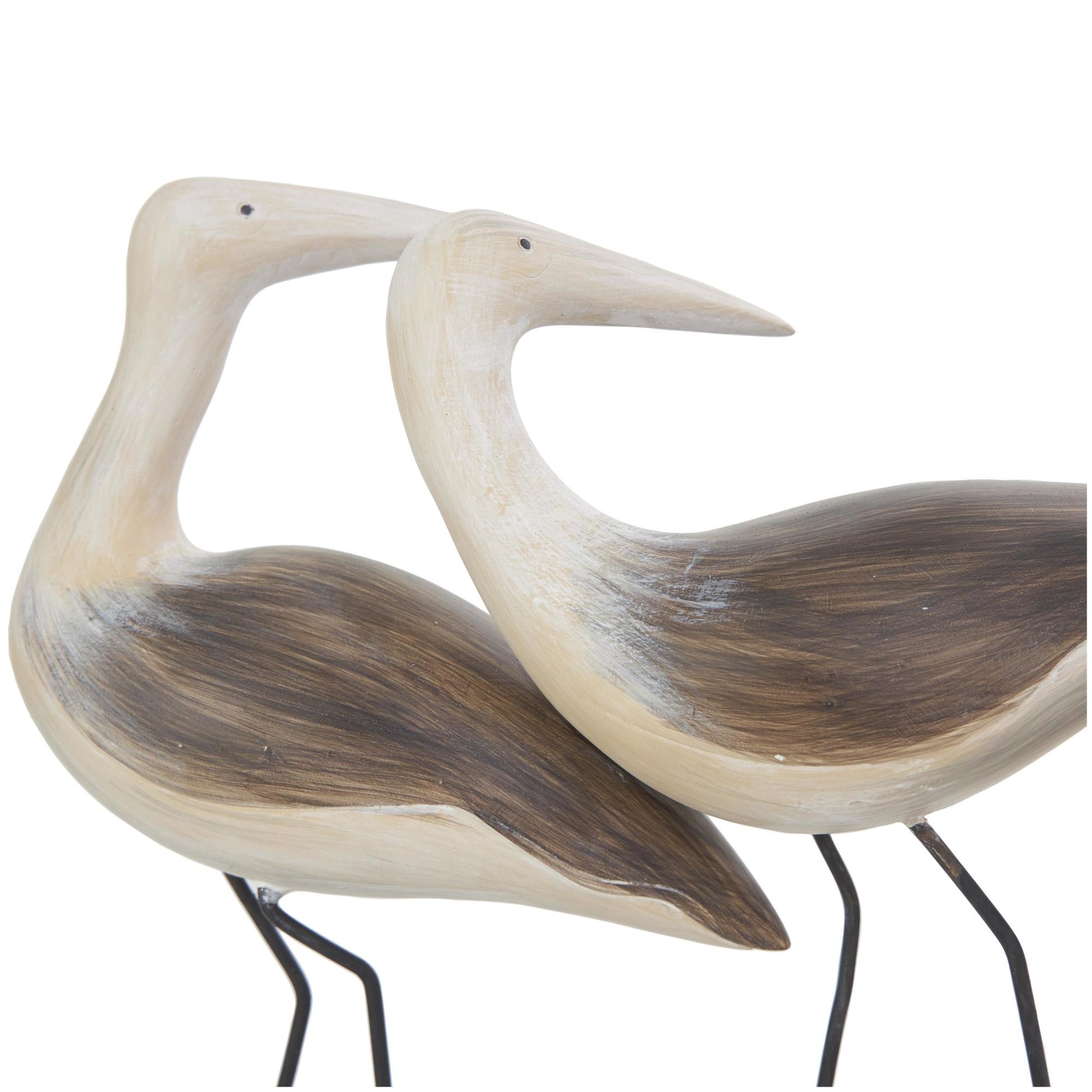 Bird Brown Polyresin Family Decorative Sculpture with Cream Rock Base