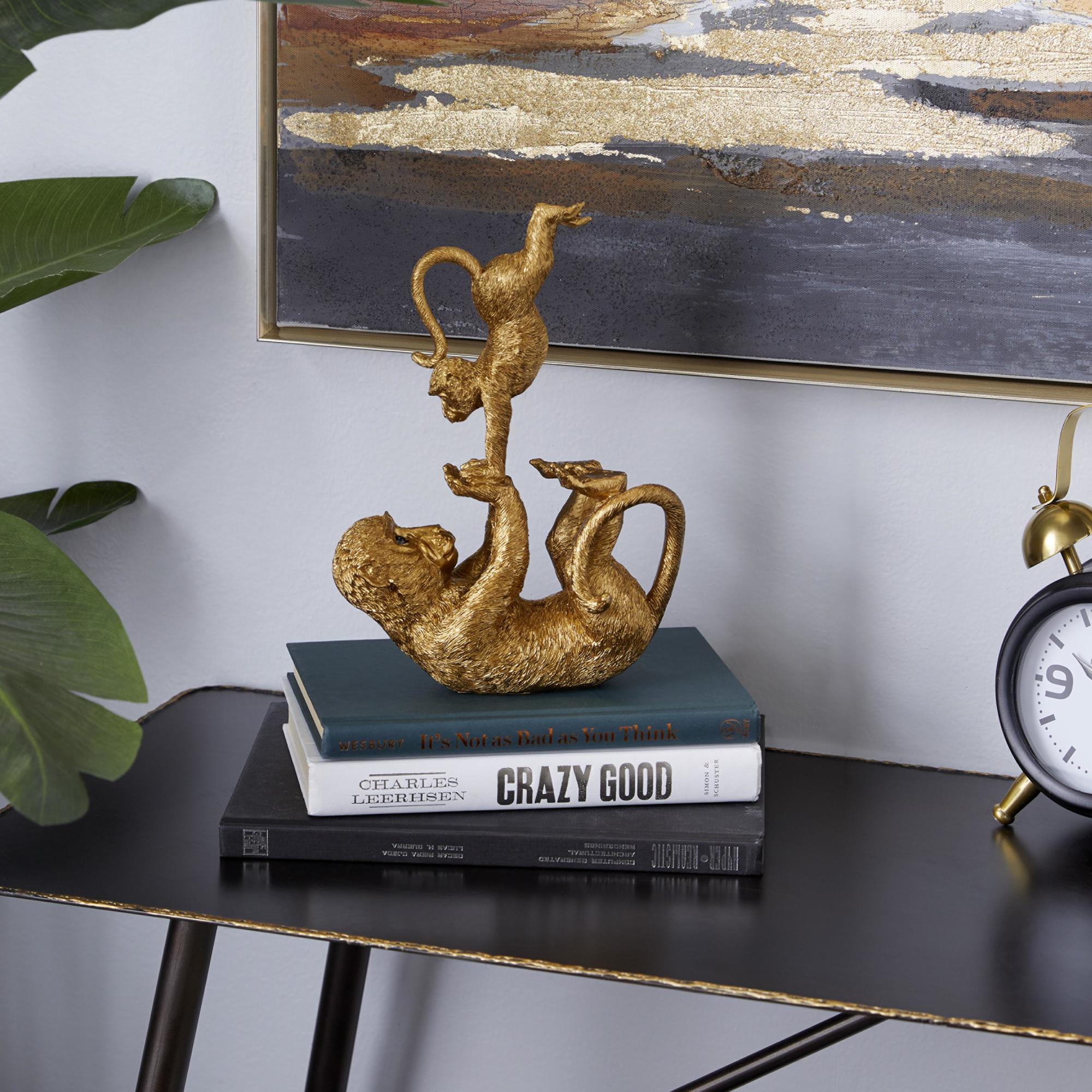 Monkey Gold Polyresin Decorative Sculpture