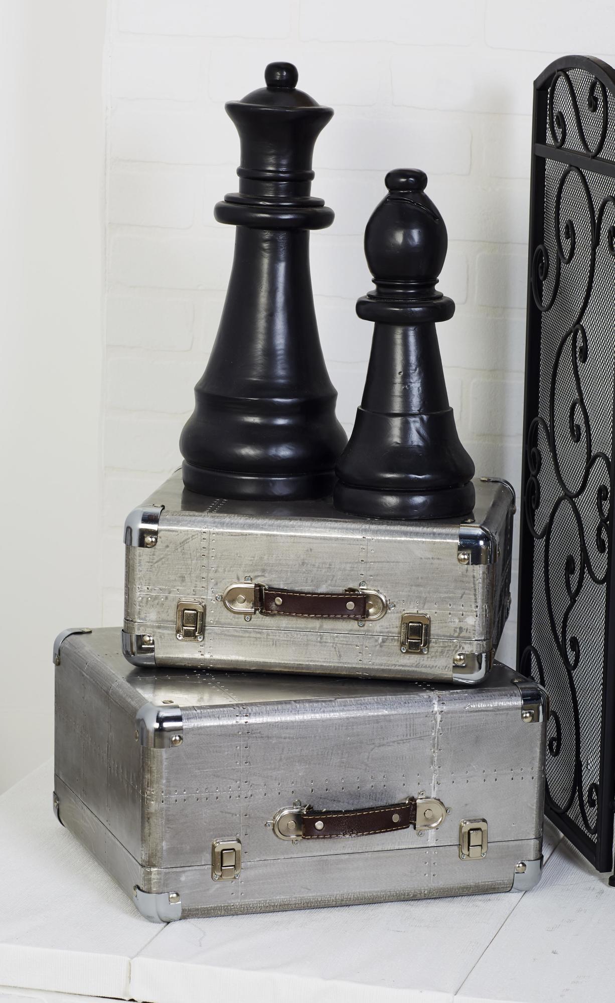 Set of 2 Gray Wooden Decorative Box with Handles