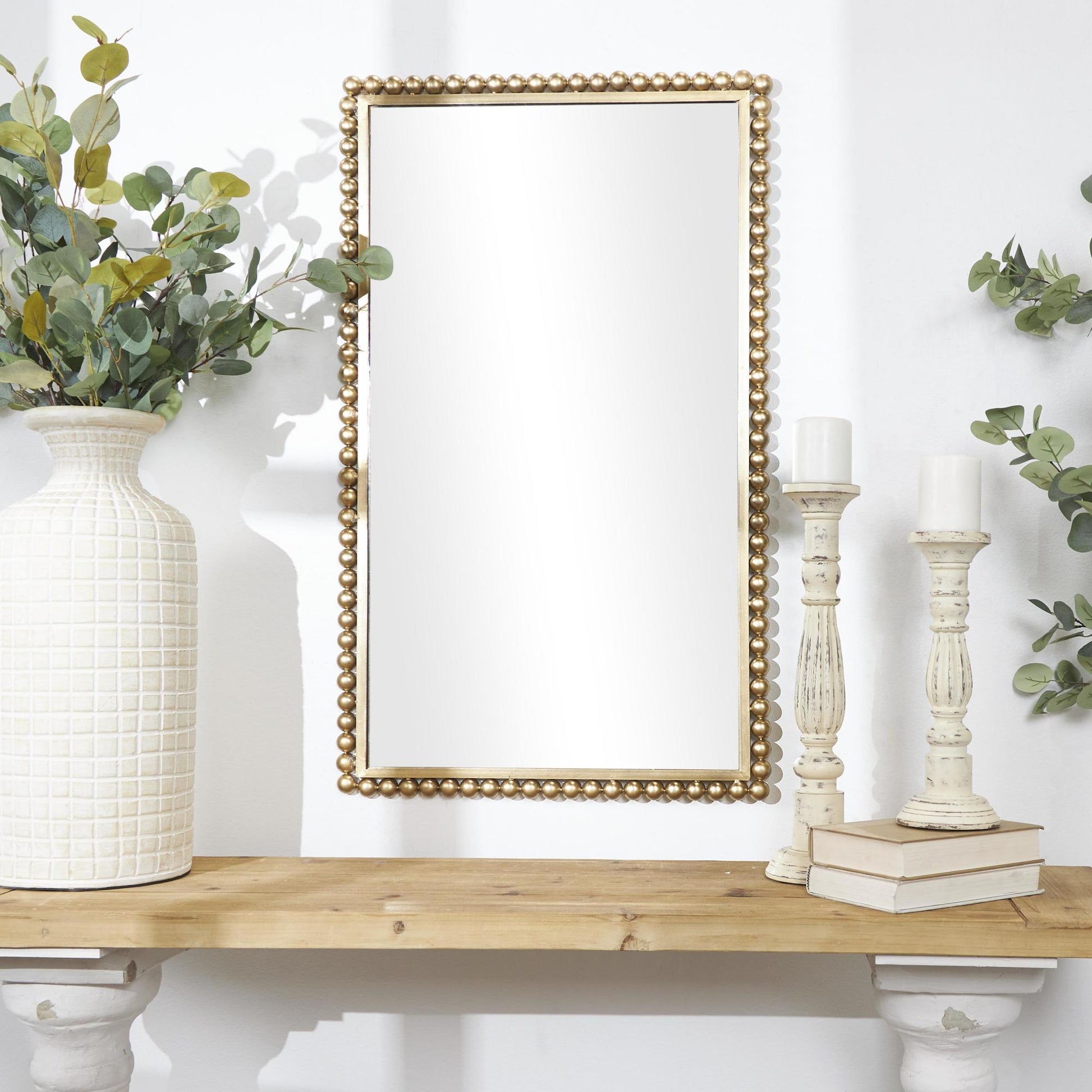 CosmoLiving by Cosmopolitan Metal Room Wall Mirror with Beaded Detailing