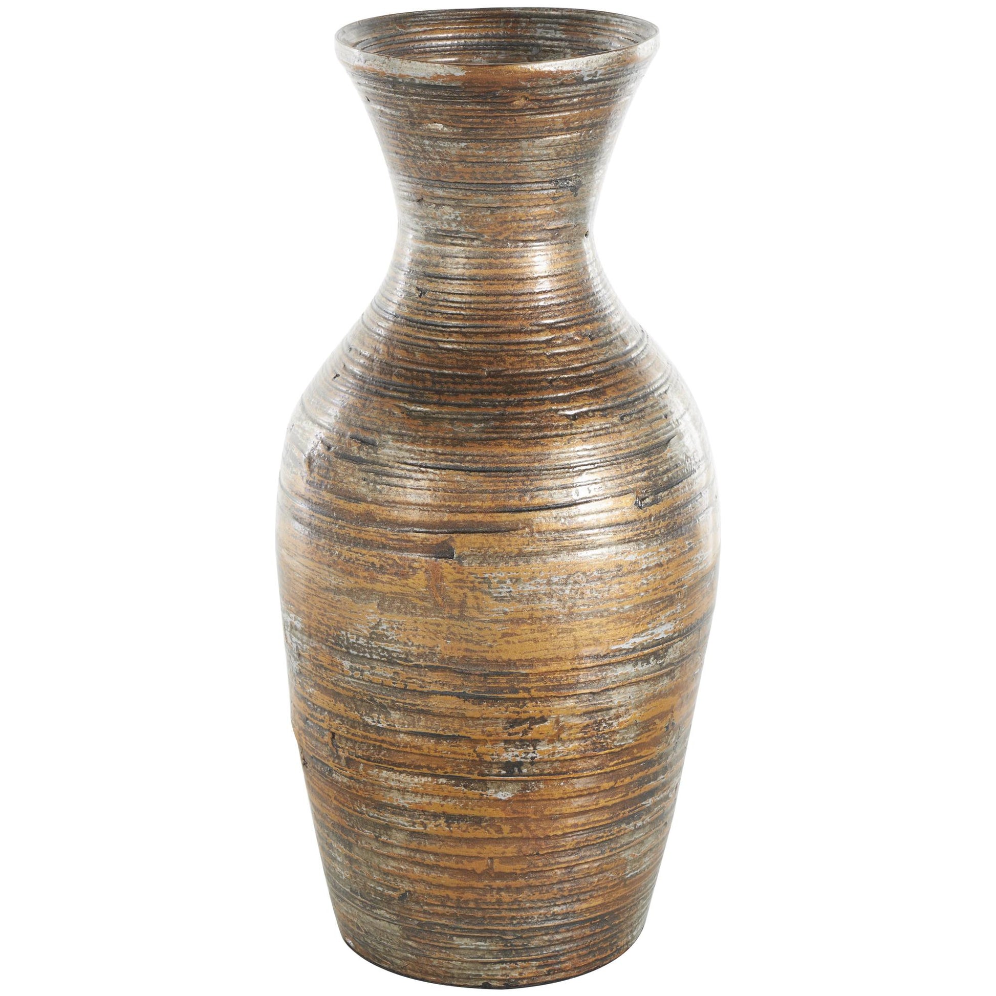 Brown Bamboo Wood Antique Inspired Pot Decorative Vase
