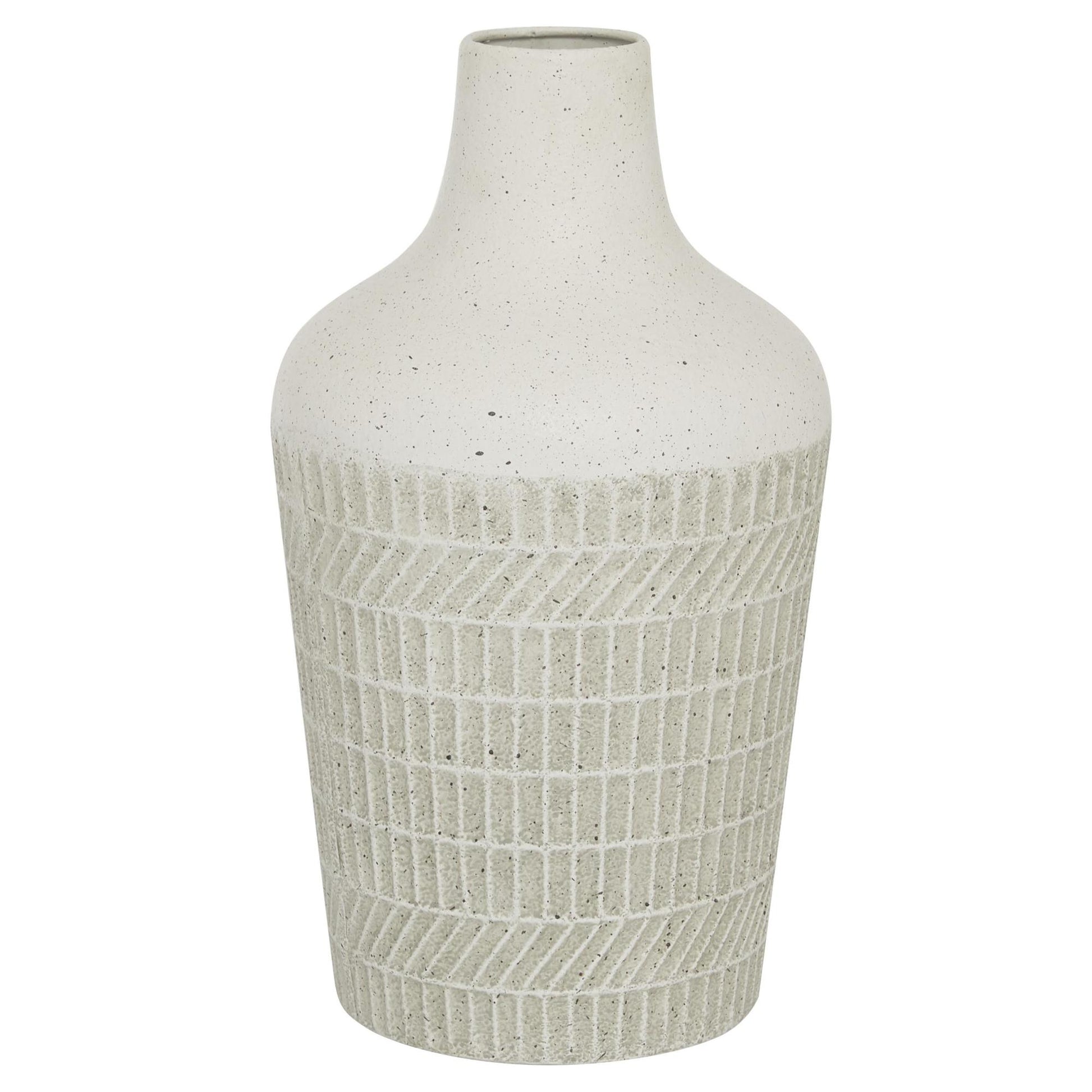 White Metal Textured Decorative Vase