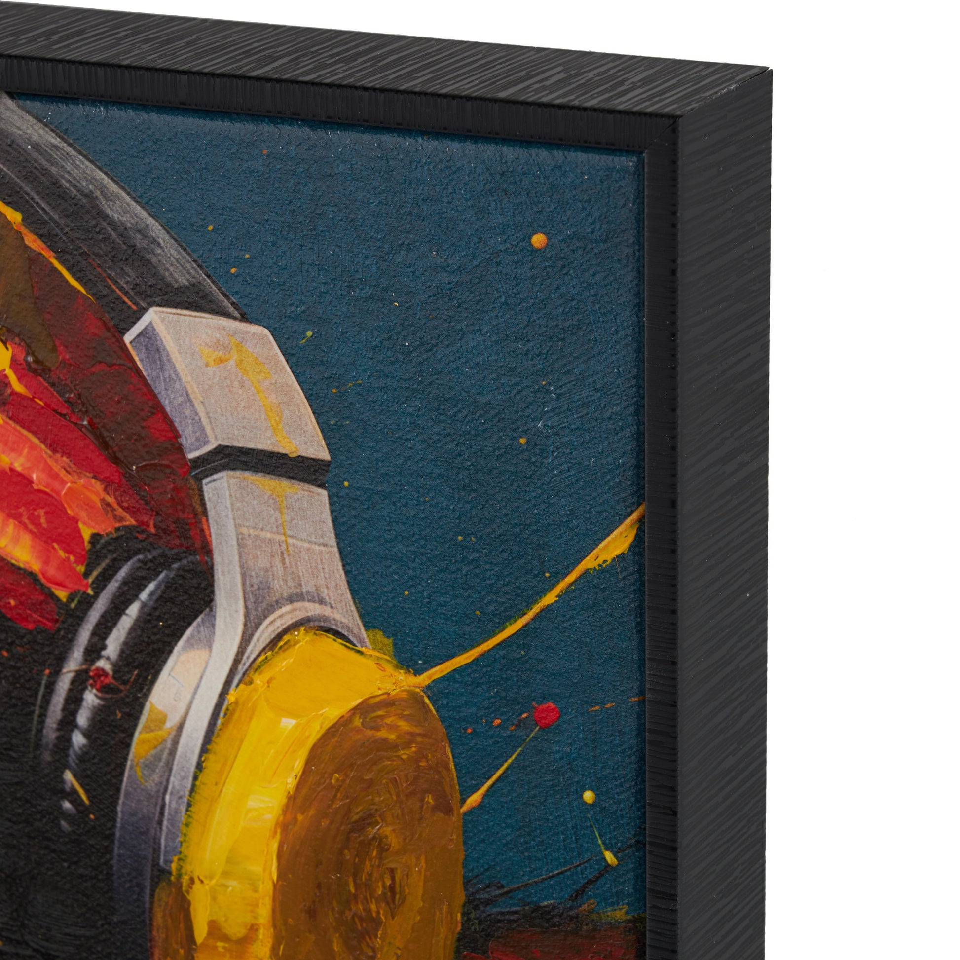 Set of 2 Monkey Multi Colored Canvas Business Living Room Framed Wall Art with Cigar and Headphones