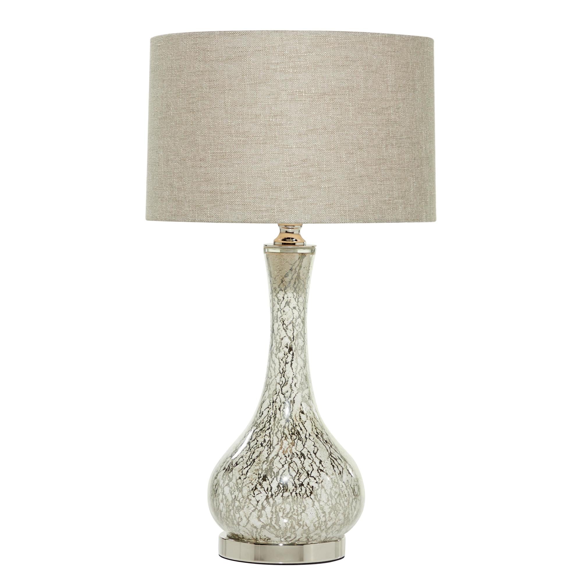 Silver Glass Room Table Lamp with Faux Mercury Glass Finish