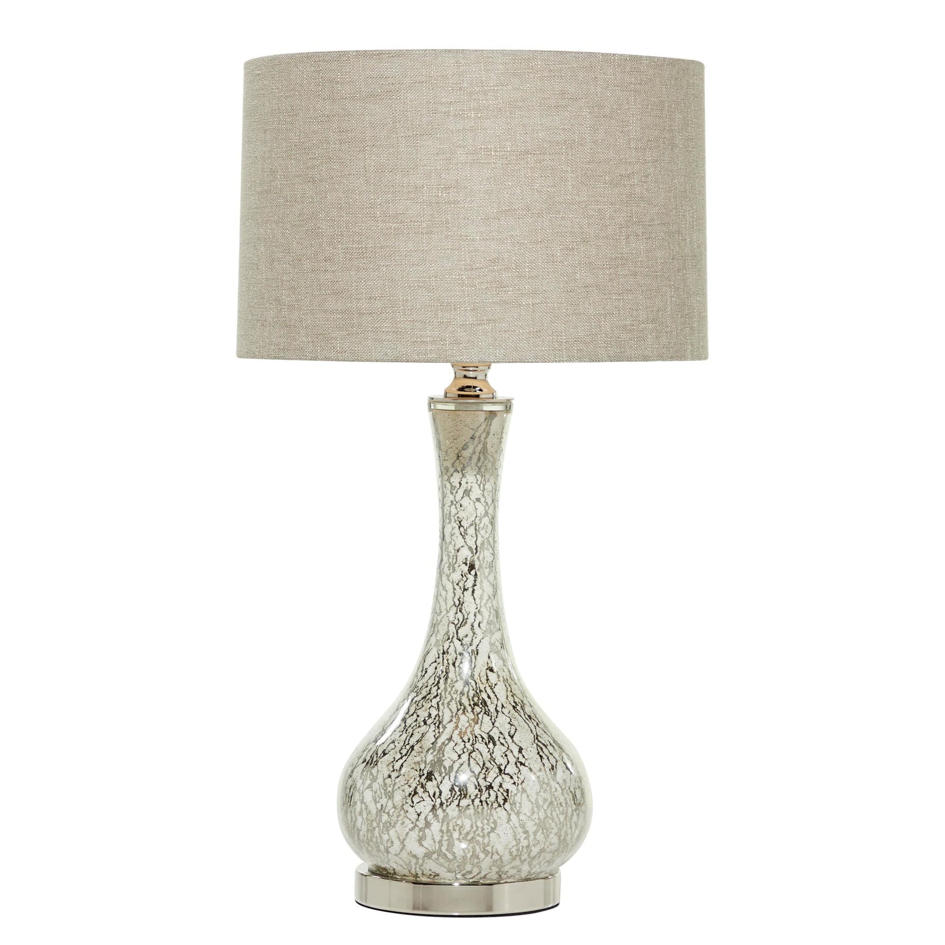 Silver Glass Room Table Lamp with Faux Mercury Glass Finish