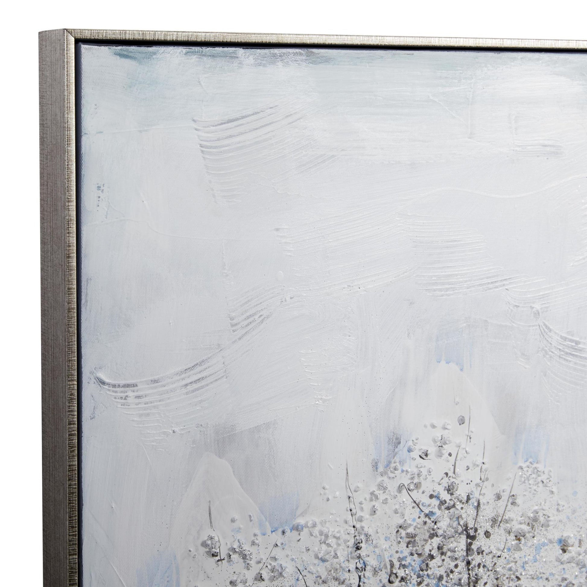 Tree Gray Canvas Living Room Framed Wall Art with Silver Frame