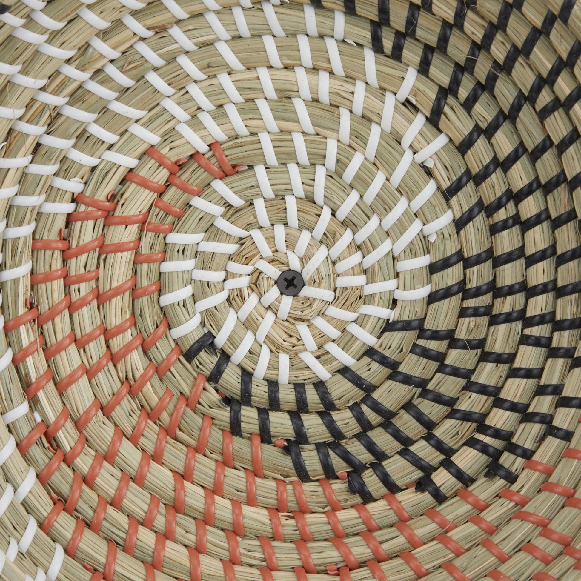 Set of 6 Plate Orange Seagrass Handmade Patterned Basket Home Wall Decor