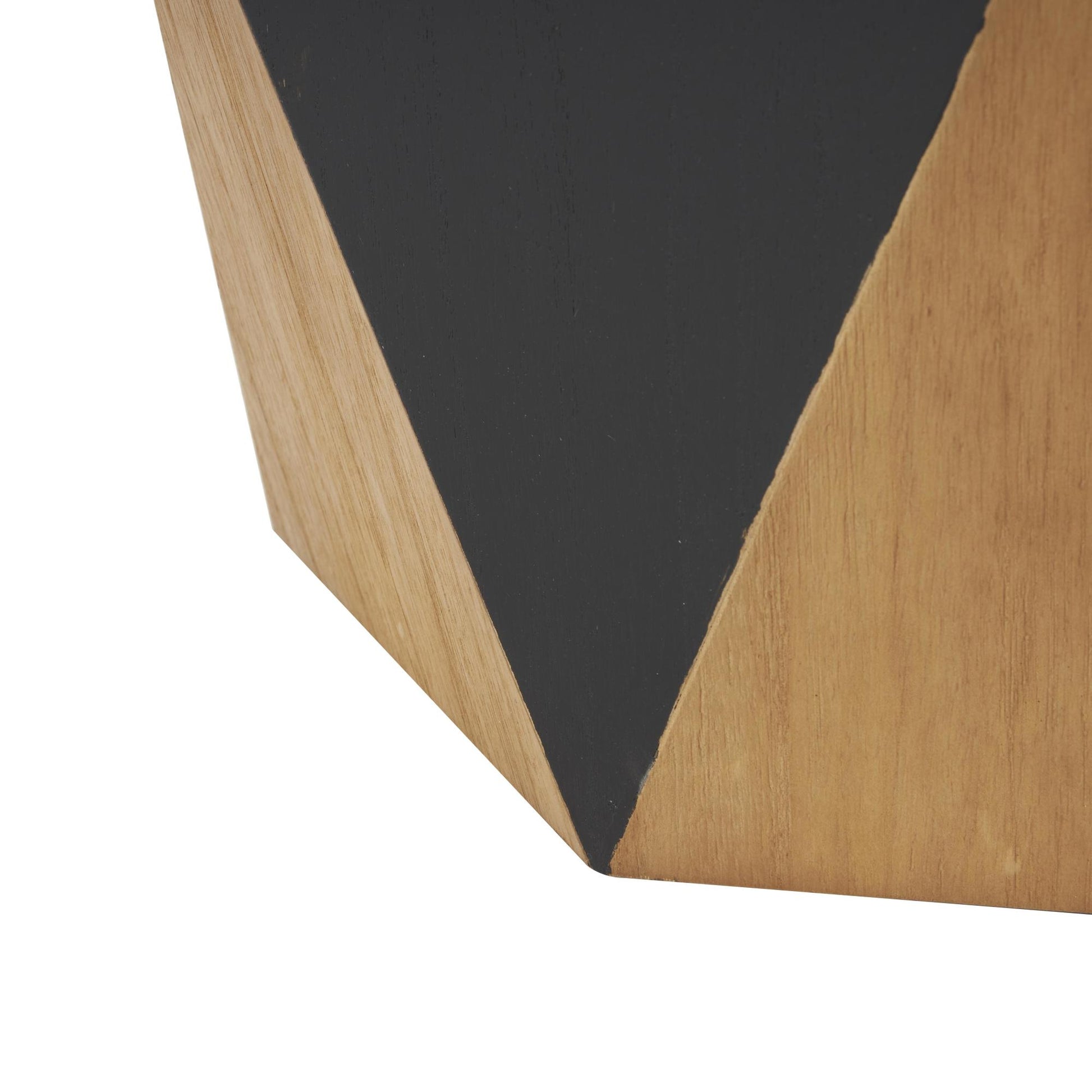 Geometric Brown Wood Diamond Side End Accent Table with Black Accents