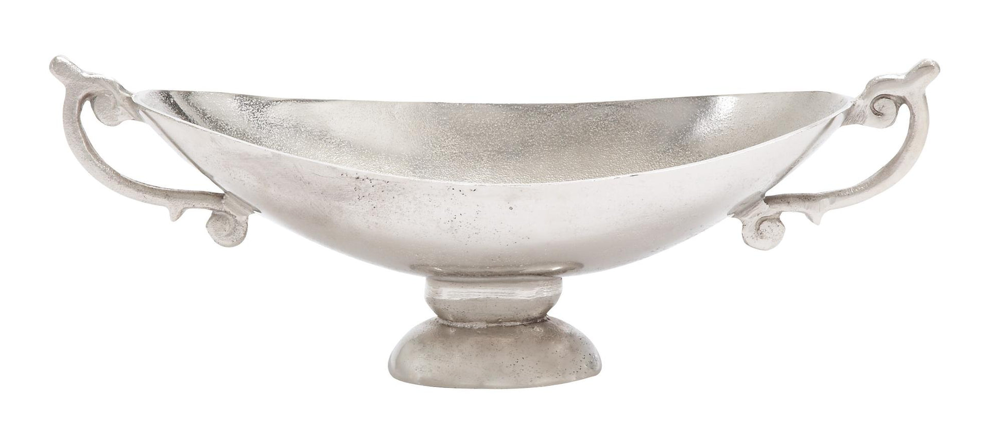 Silver Aluminum Metal Large Decorative Bowl with Handles