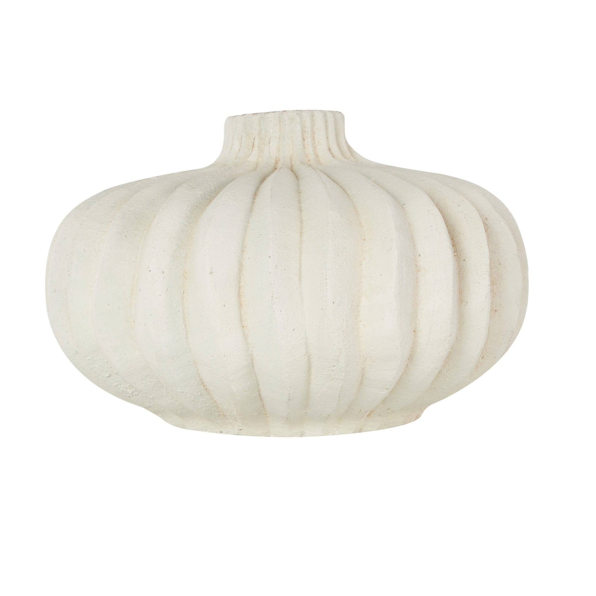 Abstract White Magnesium Oxide Short Wide Decorative Vase
