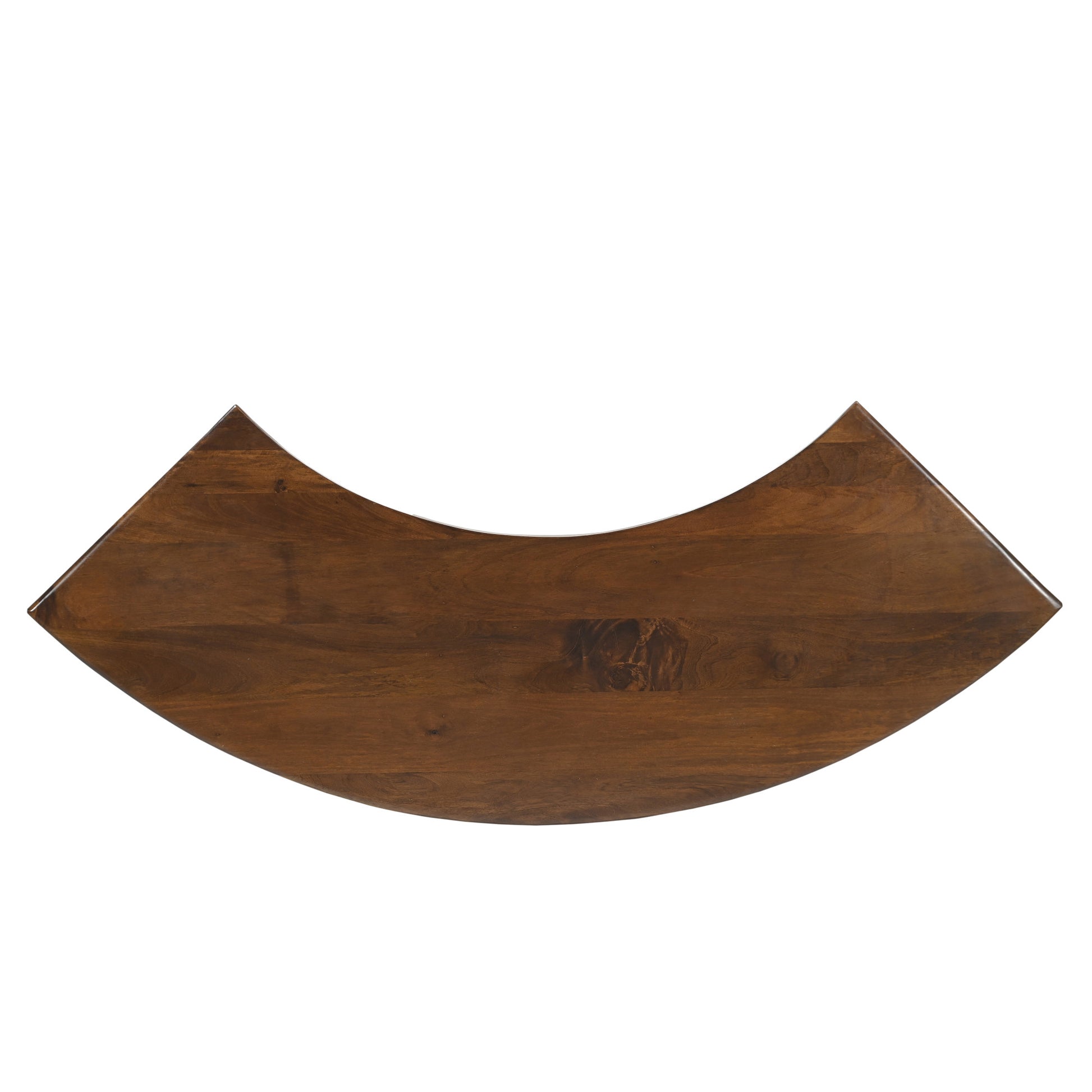 Geometric Brown Wood Curved 1 Drawer Desk with 2 Oval Cutout Legs