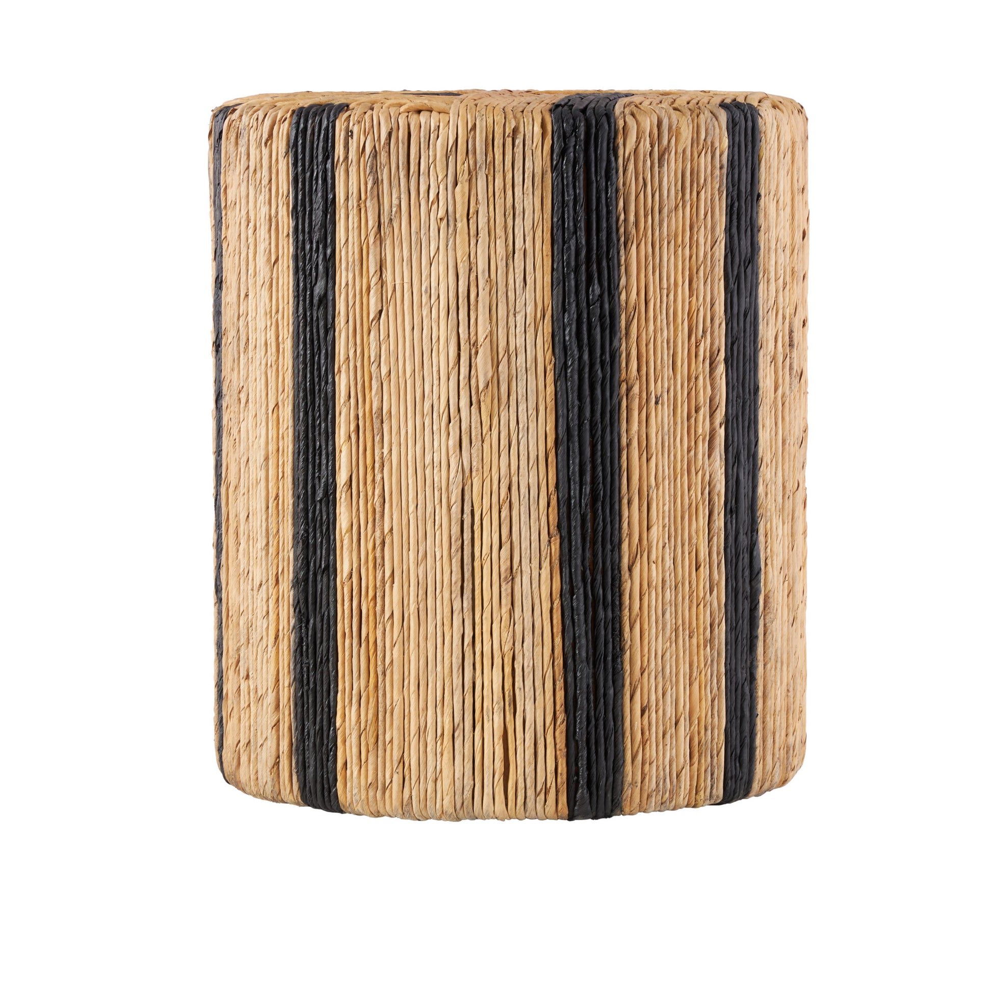 Brown Banana Leaf Handmade Linear Wrapped Side End Accent Table