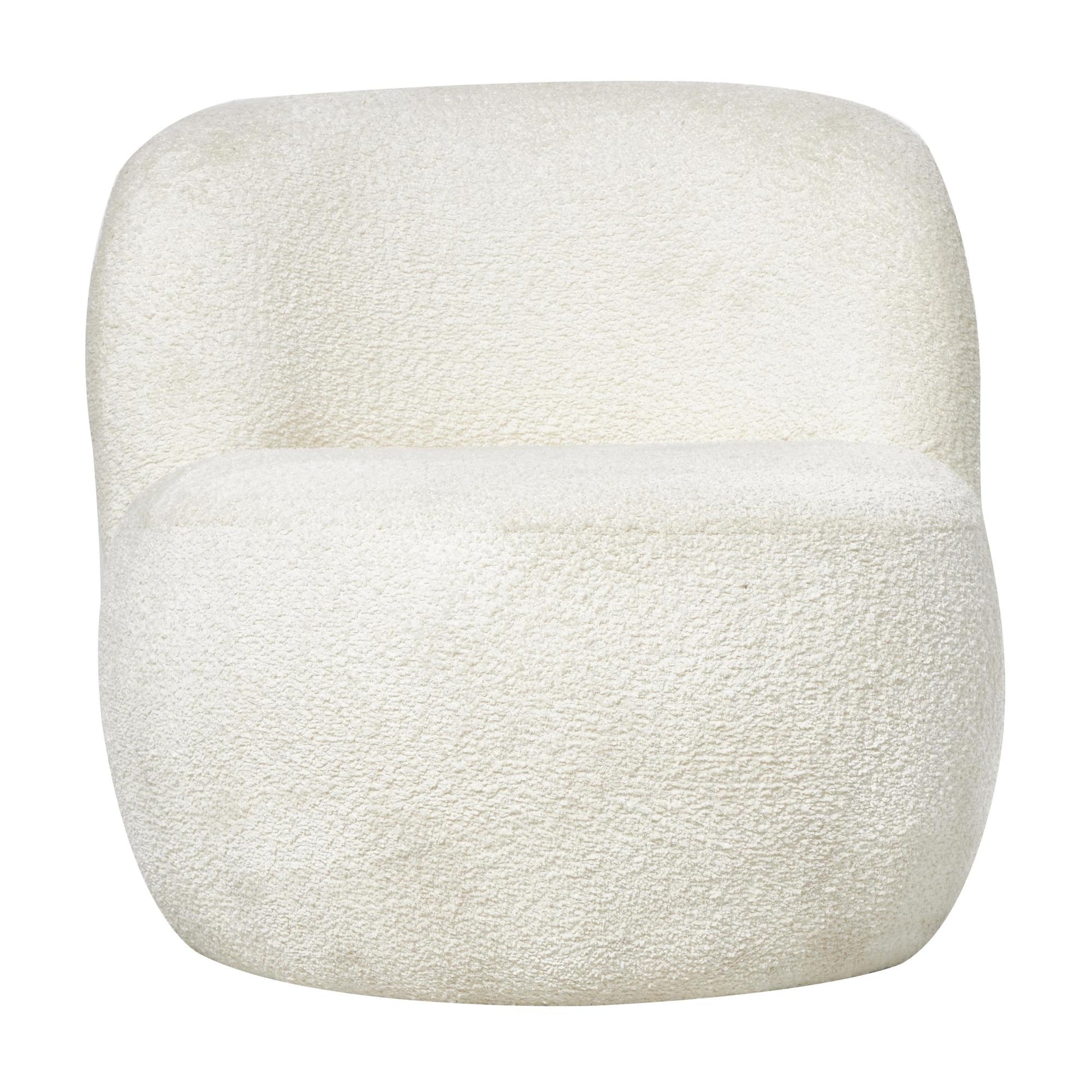 White Polyester Rounded Barrel Living Room Accent Chair