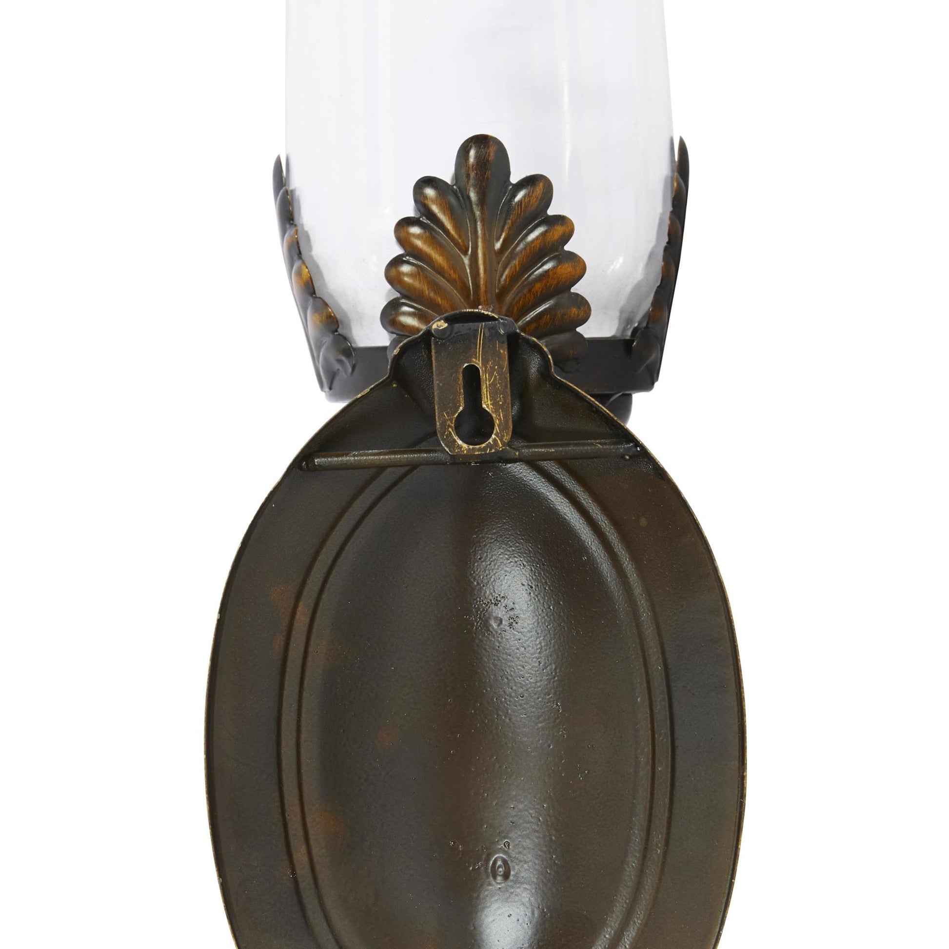 Leaf Brown Metal Candle Indoor Outdoor Wall Sconce with Twisted Base