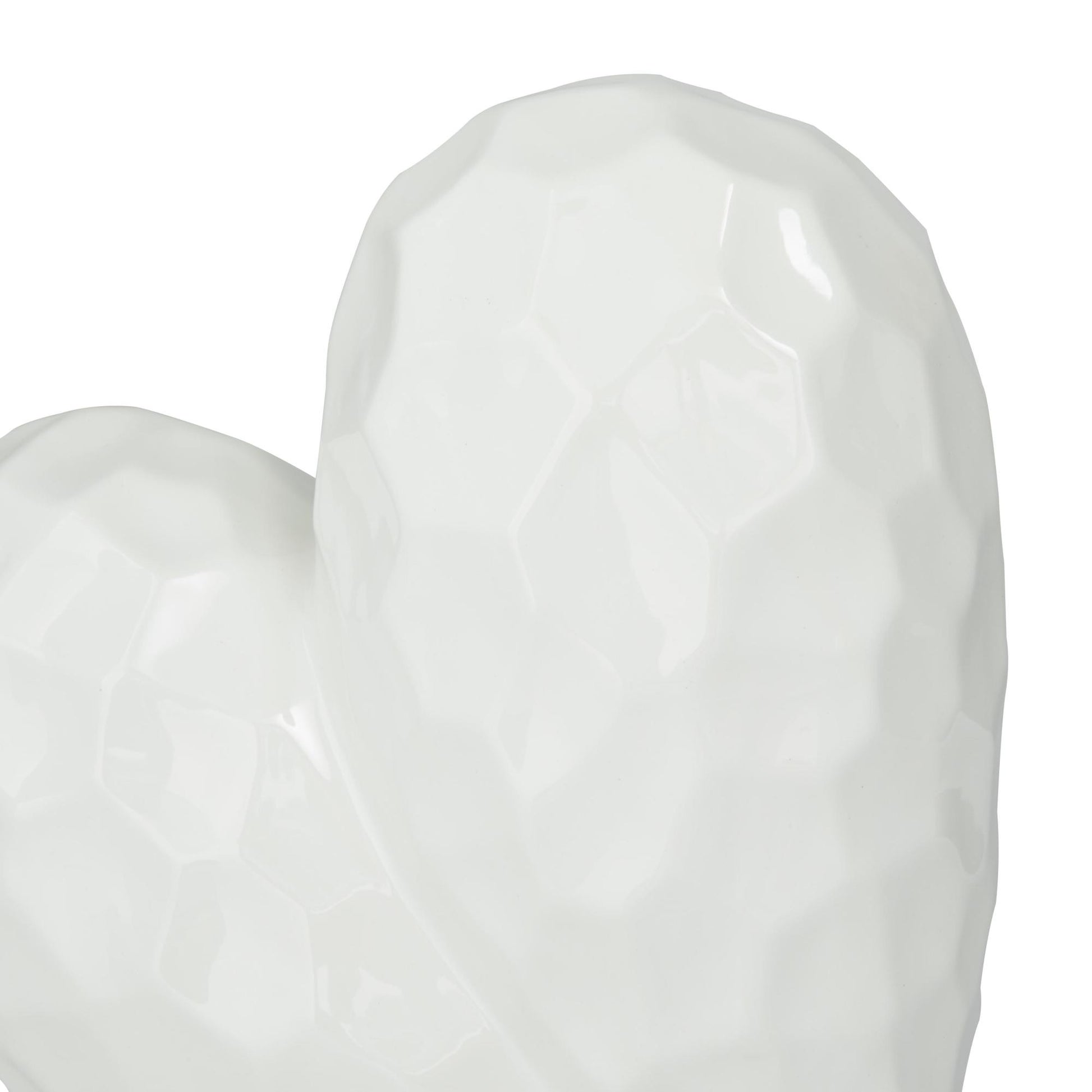 Heart Porcelain Ceramic Dimensional Origami Inspired Angled Decorative Sculpture with Faceted Exterior