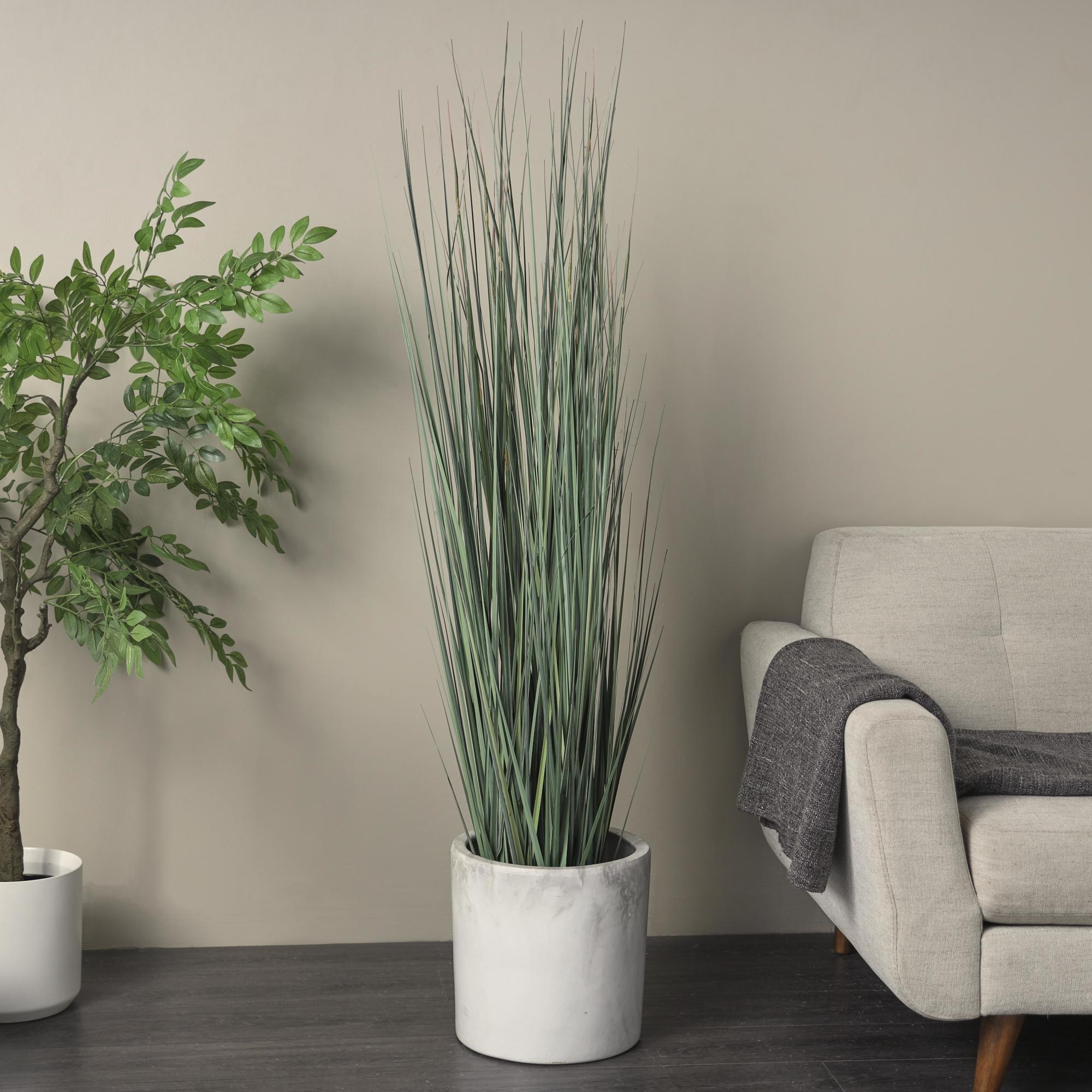 Onion Grass Green Faux Foliage Tall Indoor Outdoor Artificial Plant with Black Plastic Pot