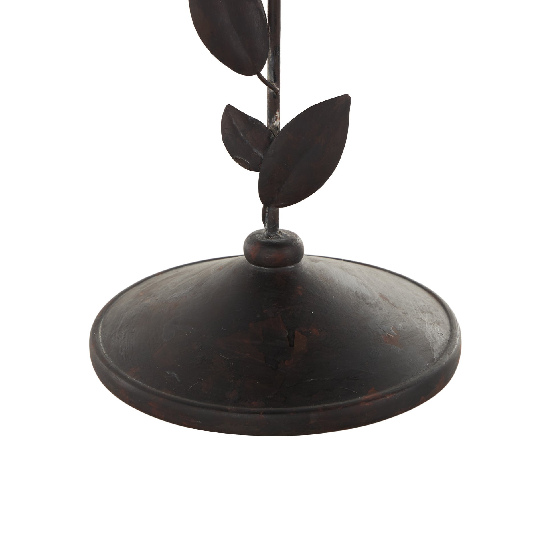 Bird Black Polystone Perching Decorative Sculpture with Leaf Vine and Copper Shading