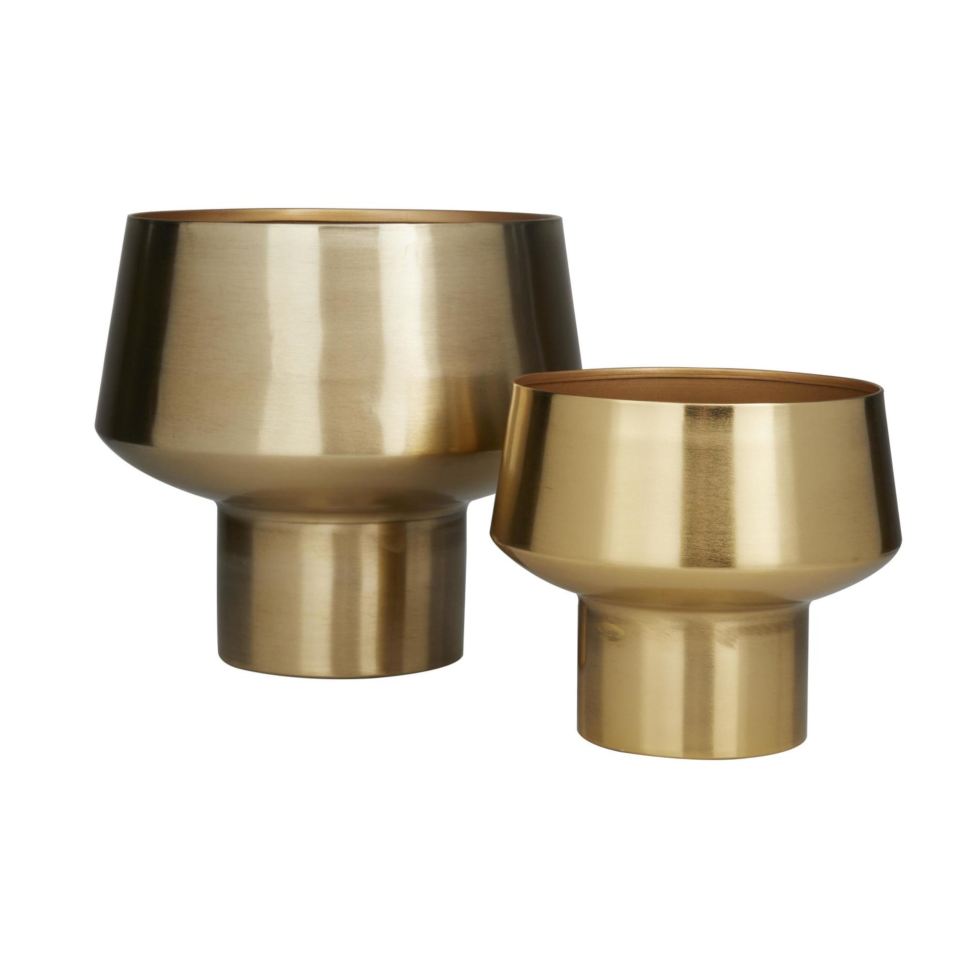 Set of 2 Gold Metal Indoor Outdoor Planter with Elevated Base